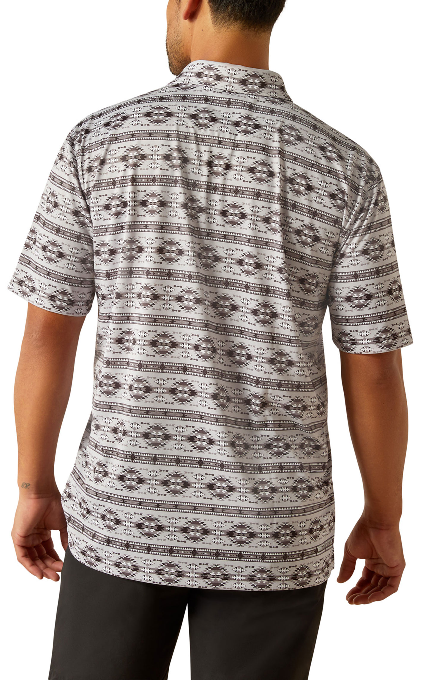 Ariat Men's AriatTEK Gray & Black Aztec Polo Shirt - Image 1