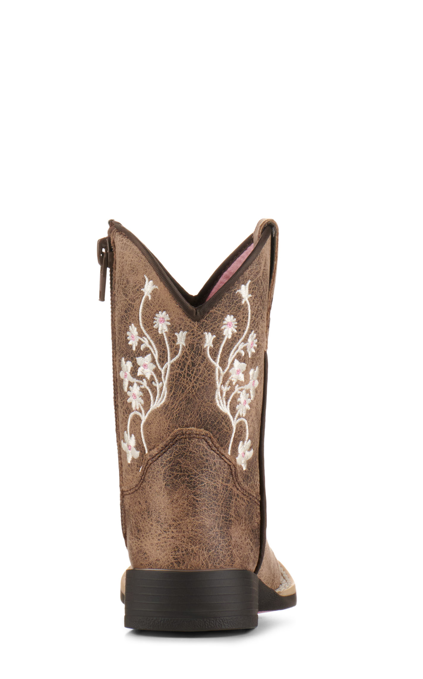 Twister Toddler Lily Brown with White Floral Embroidery Square Toe Cowboy Boots - Image 1