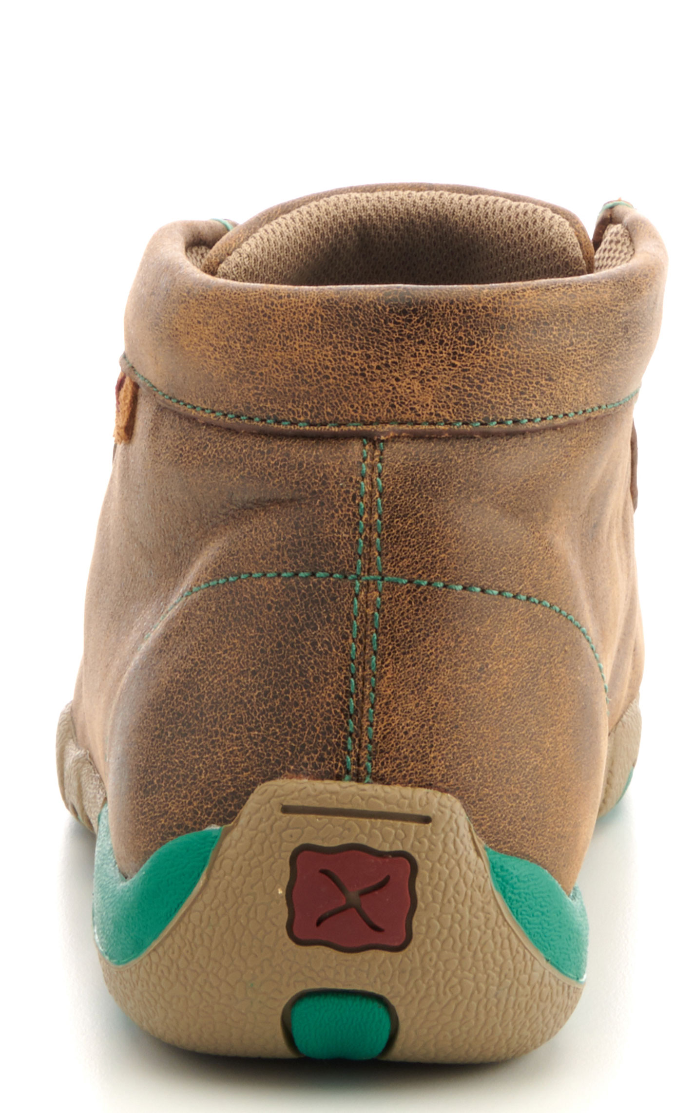 Twisted X Women's Brown Bomber with Turquoise Laces Chukka Driving Moc Alloy Toe Work Shoe - Image 1