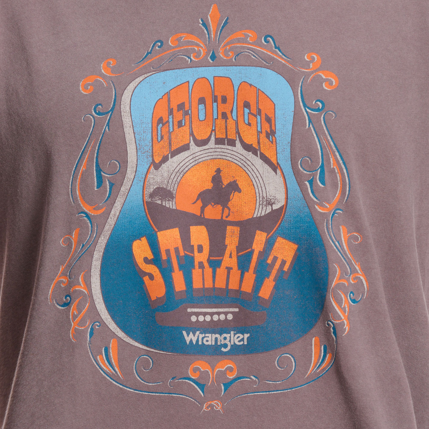 Wrangler George Strait Collection Men's Brown Guitar Graphic T-Shirt - Image 1
