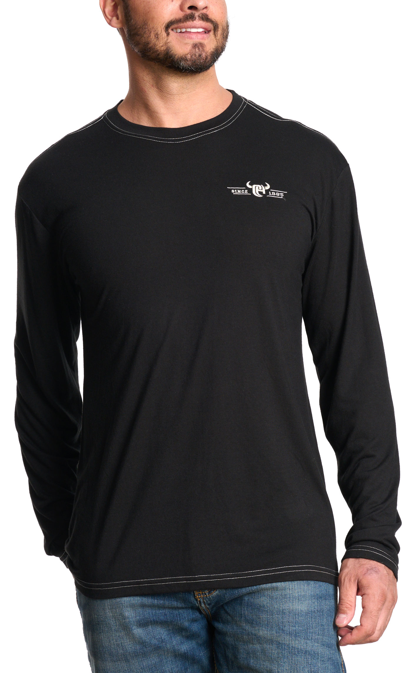 Cowboy Hardware Men's Black & Embroidered Logo Graphic T-Shirt - Image 1