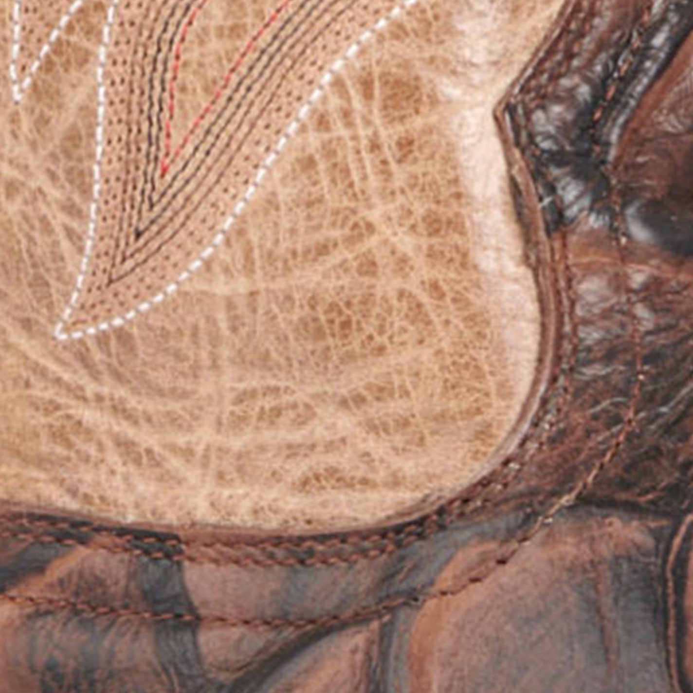 Cavender's Men's Intrepid Bone and Brown Pirarucu Print Wide Square Toe Cowboy Boots - Image 1