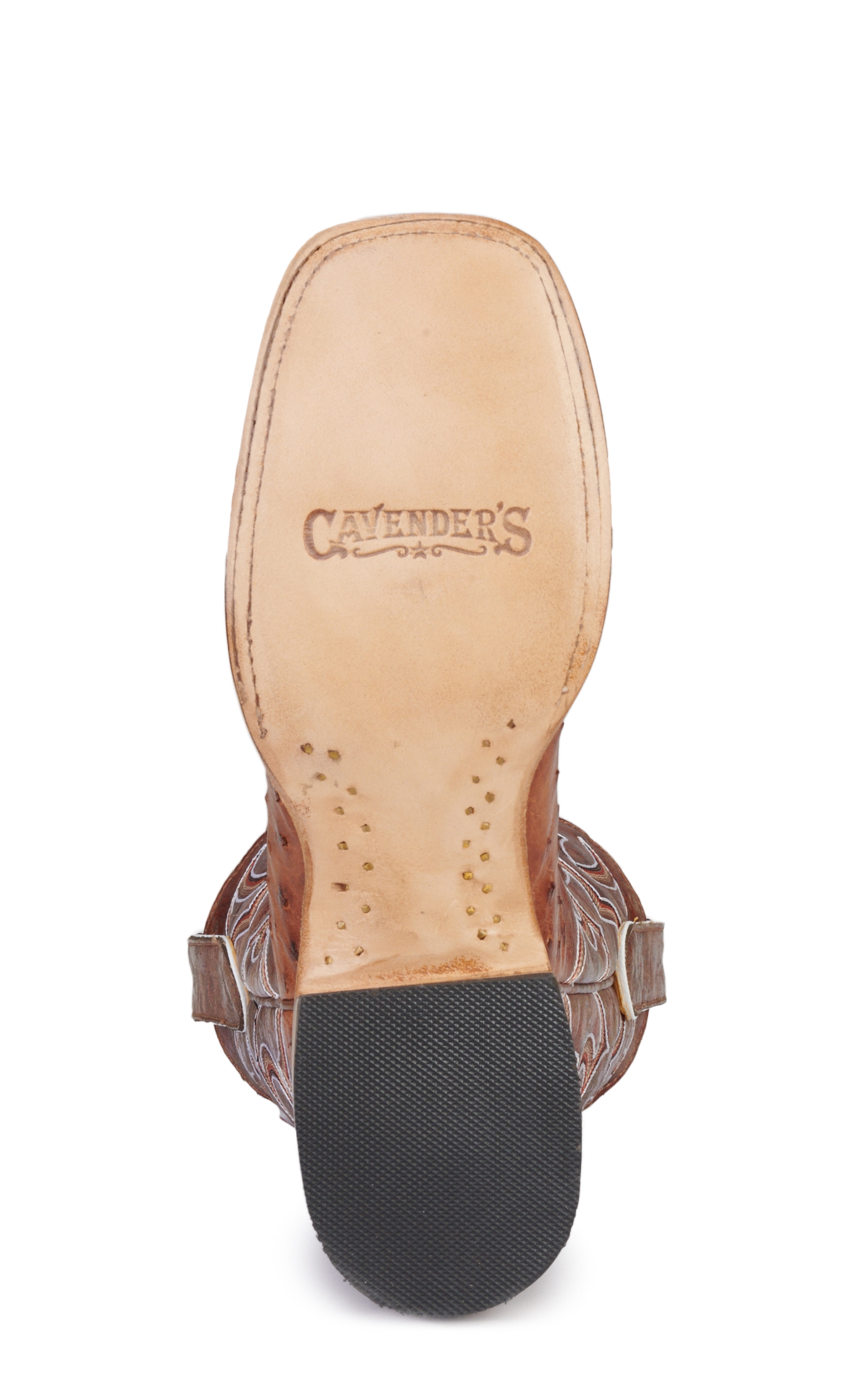 Cavender’s Women’s Honey Goat Leather and Cognac Full Quill Ostrich Exotic Wide Square Toe Cowboy Boots - Image 1