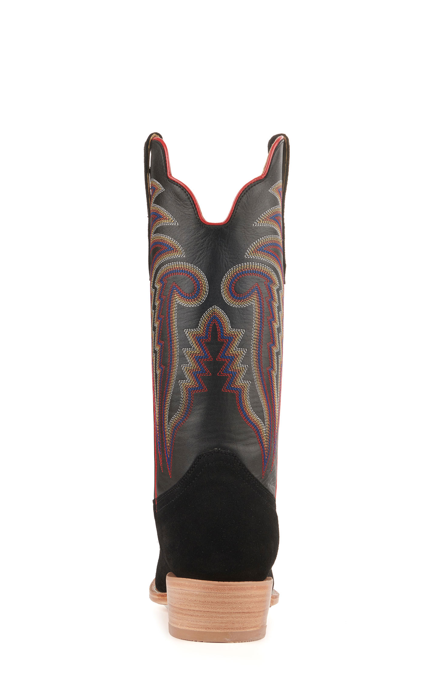 R Watson Men's Black Rough Out and Black Punchy Square Toe Cowboy Boots - Image 1
