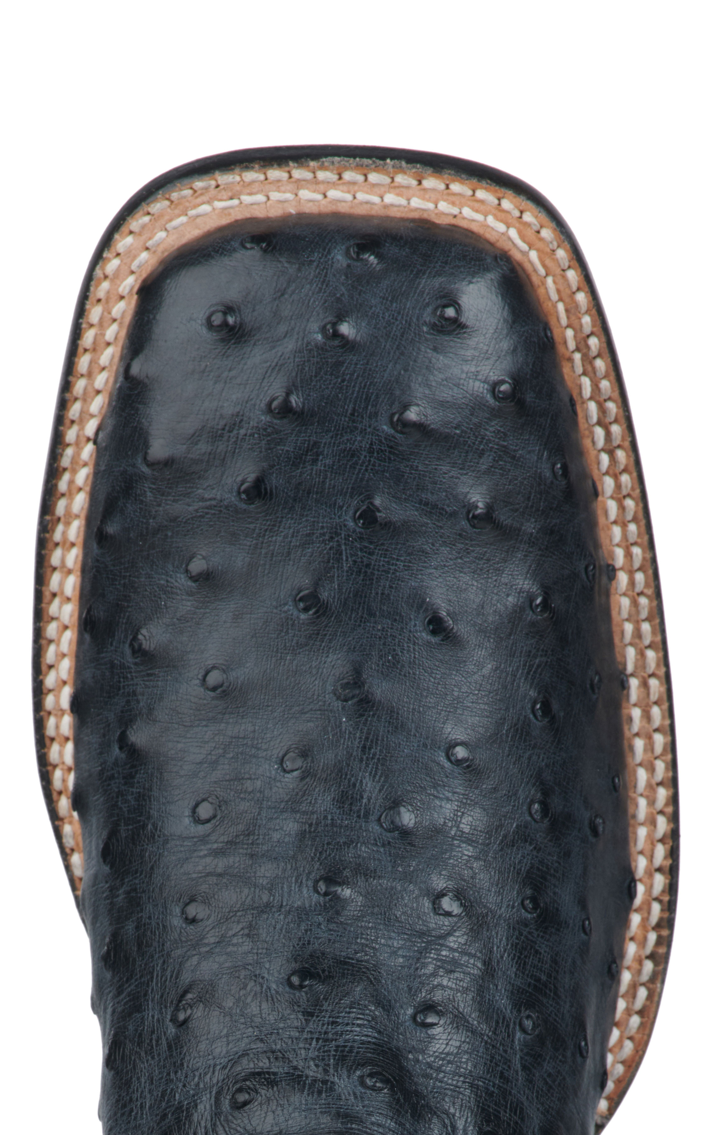 Tony Lama Men's Gray Full Quill Ostrich and Midnight Black Wide Square Toe Exotic Cowboy Boots - Cavender's Exclusive - Image 1