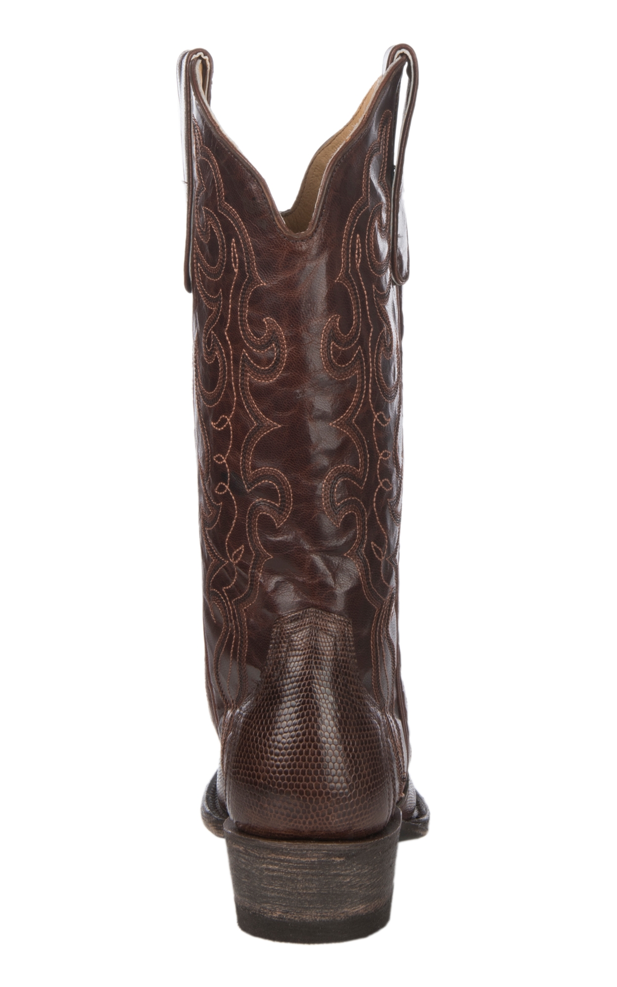 Cavender’s Women’s Triad Chocolate Lizard Exotic Snip Toe Cowboy Boots - Image 1