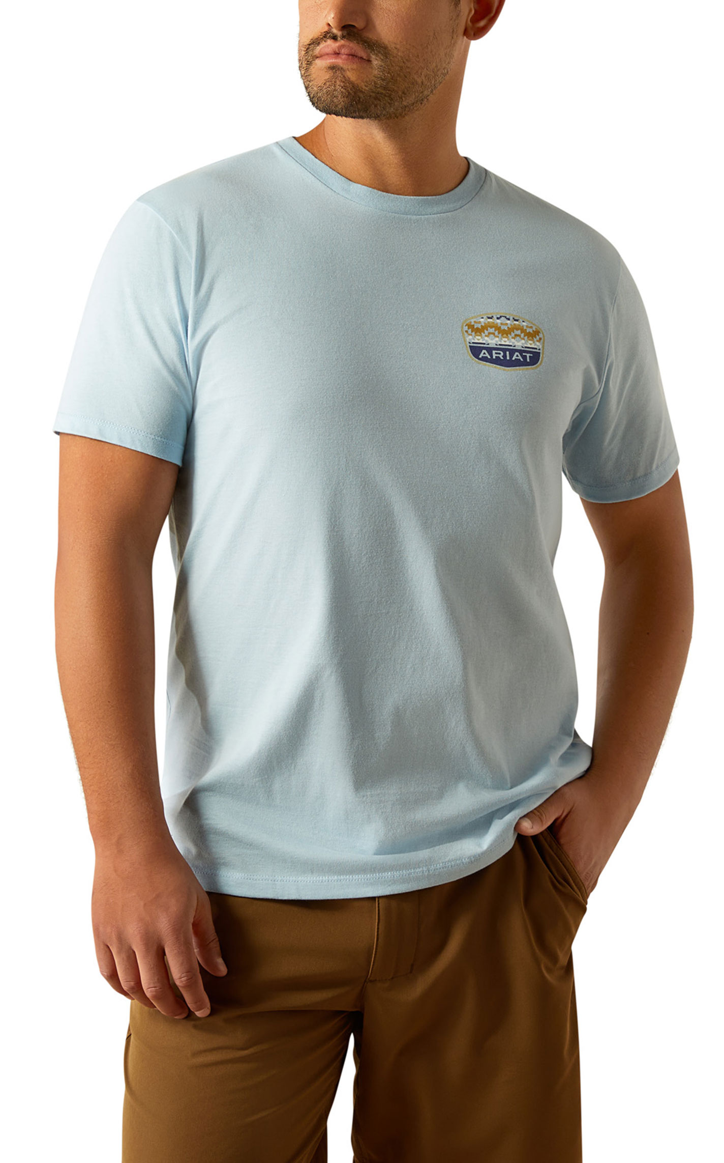 Ariat Men's Light Blue Odgen Valley Badge T-Shirt - Image 1