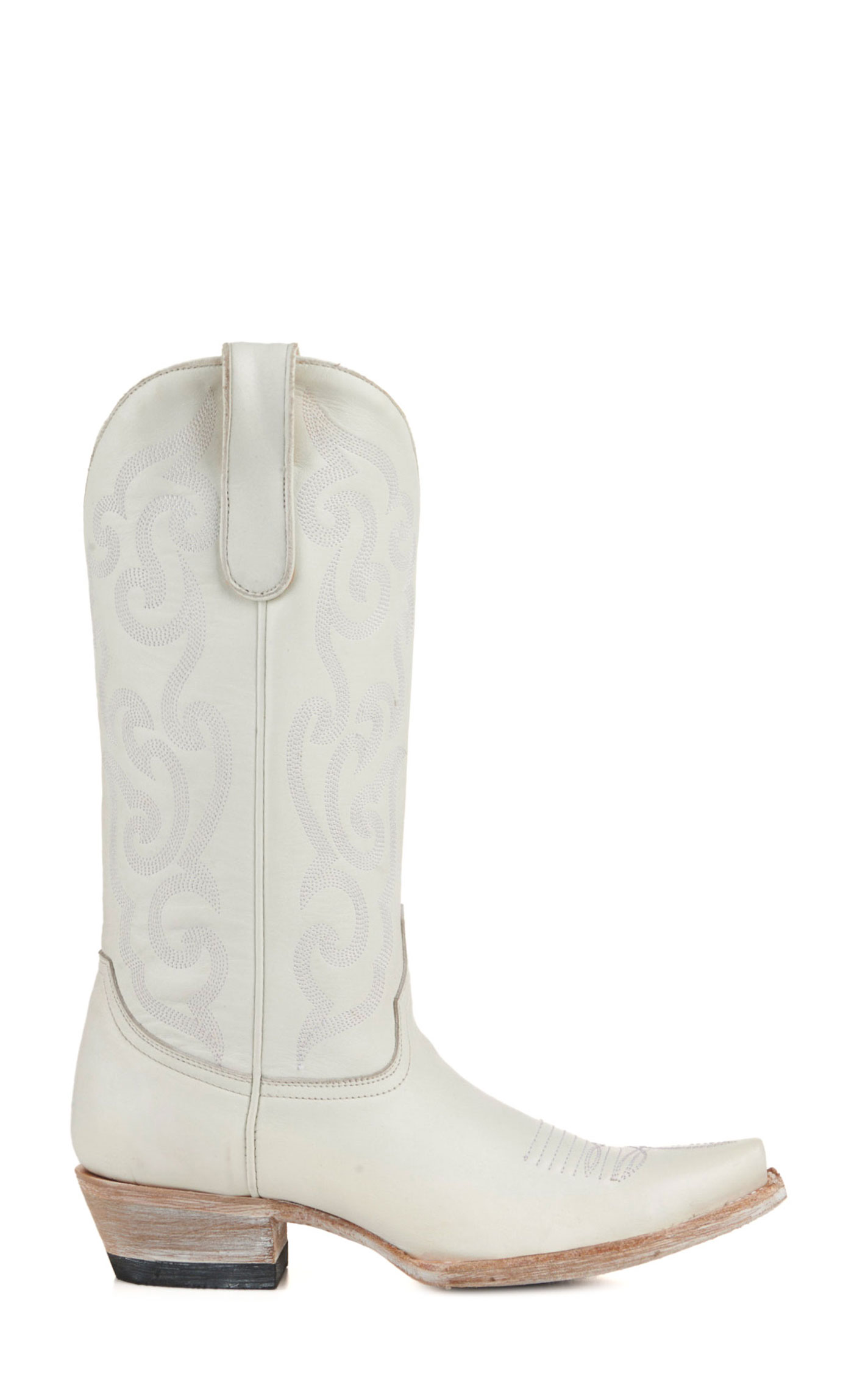 Cavender’s Women’s Leather White with Tonal Embroidery Snip Toe Cowboy Boots     - Image 1