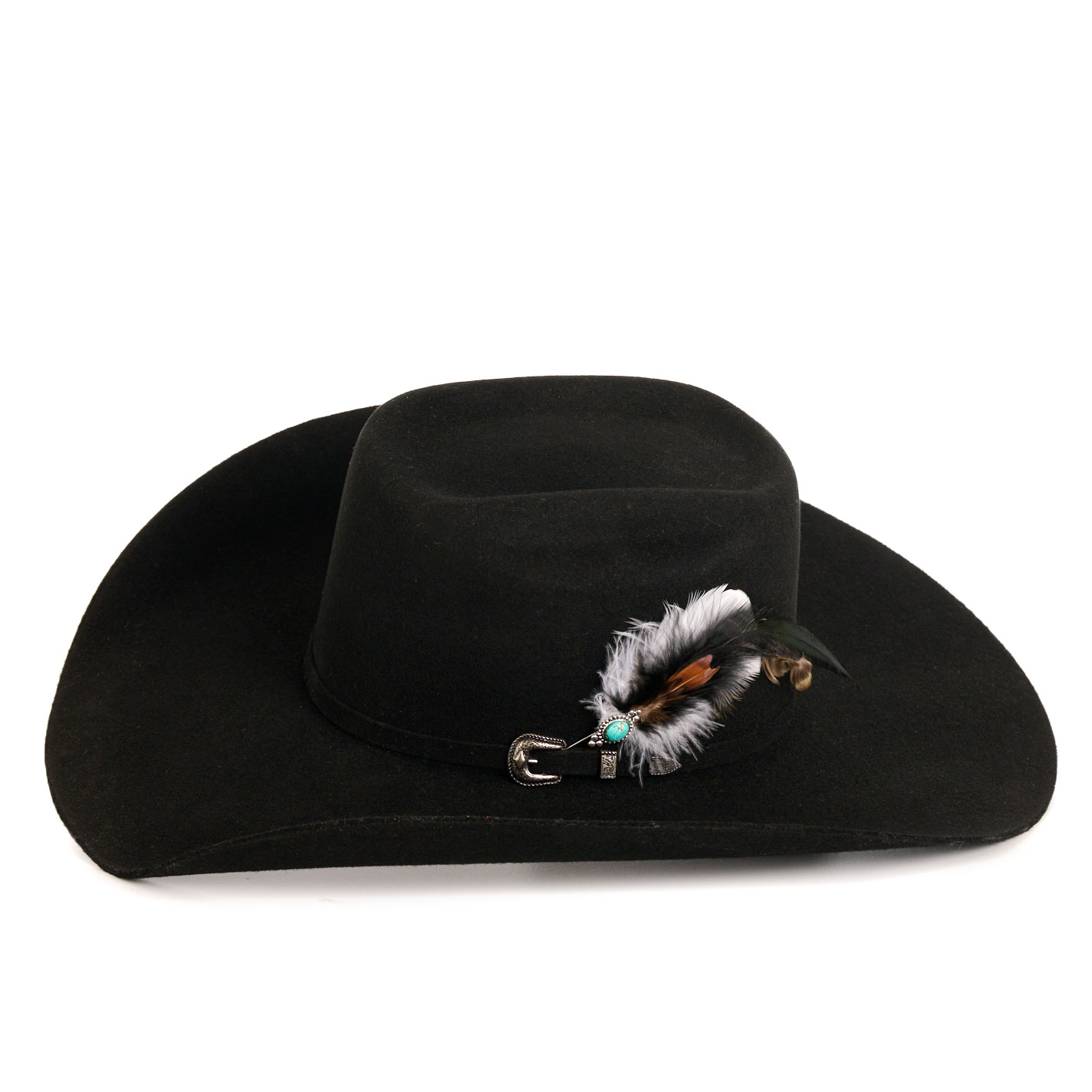 Cowgirl Confetti Silver Beading & Turquoise Stone Feather Hat Pin - Image 1