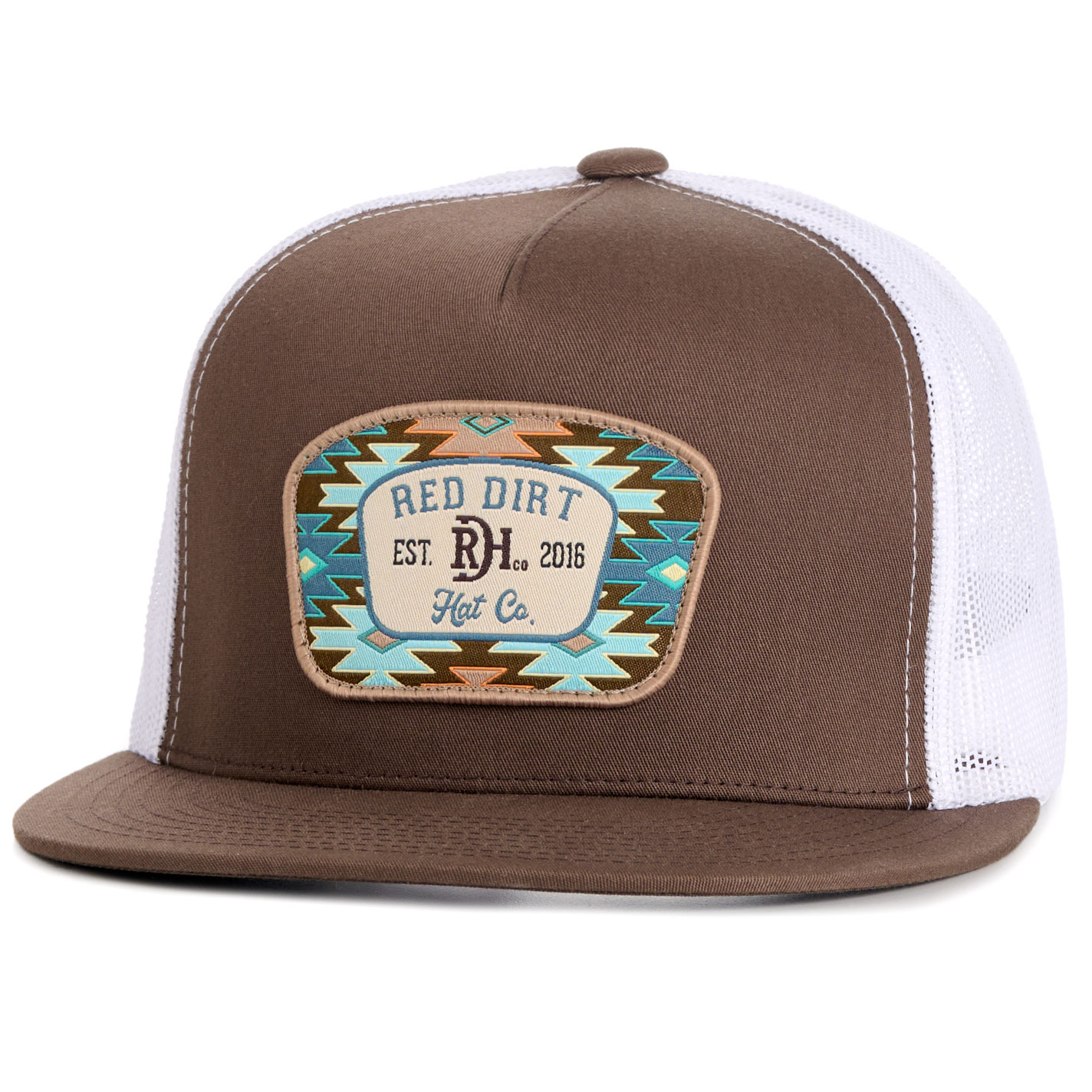 Red Dirt Hat Co. Men's Chocolate & White Aztec Logo Patch Cap - Image 1