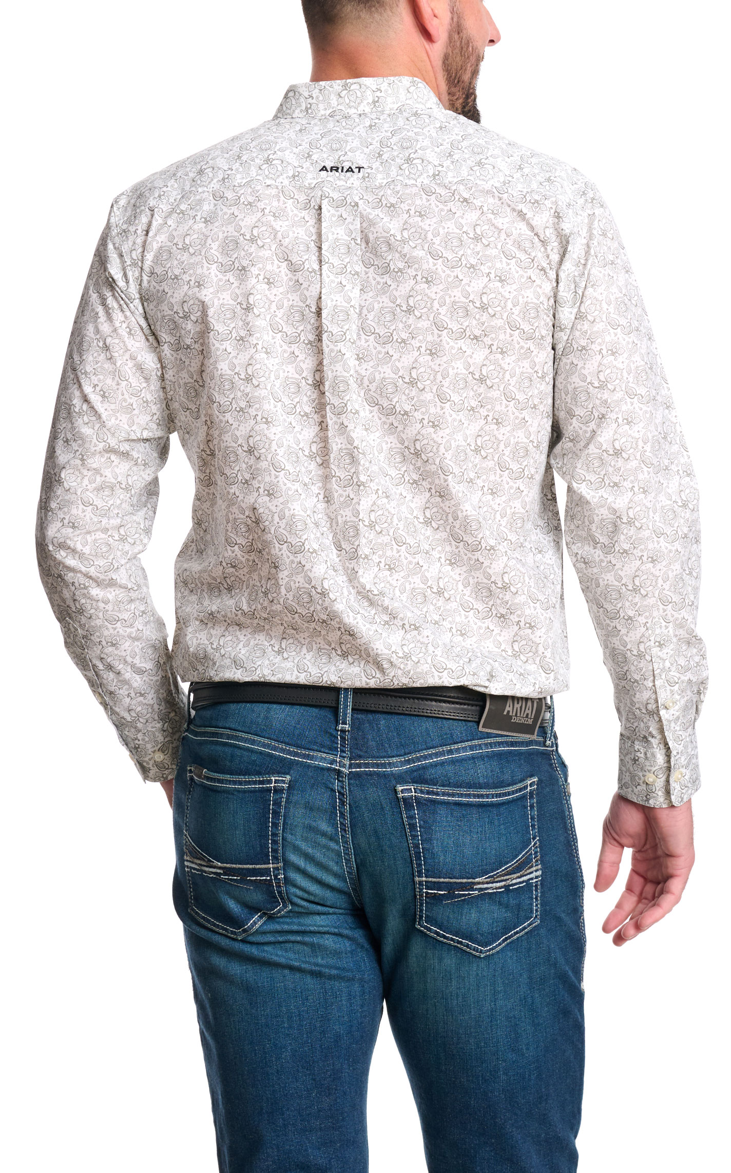 Ariat Men's Addison White & Gray Floral Paisley Western Shirt - Image 1