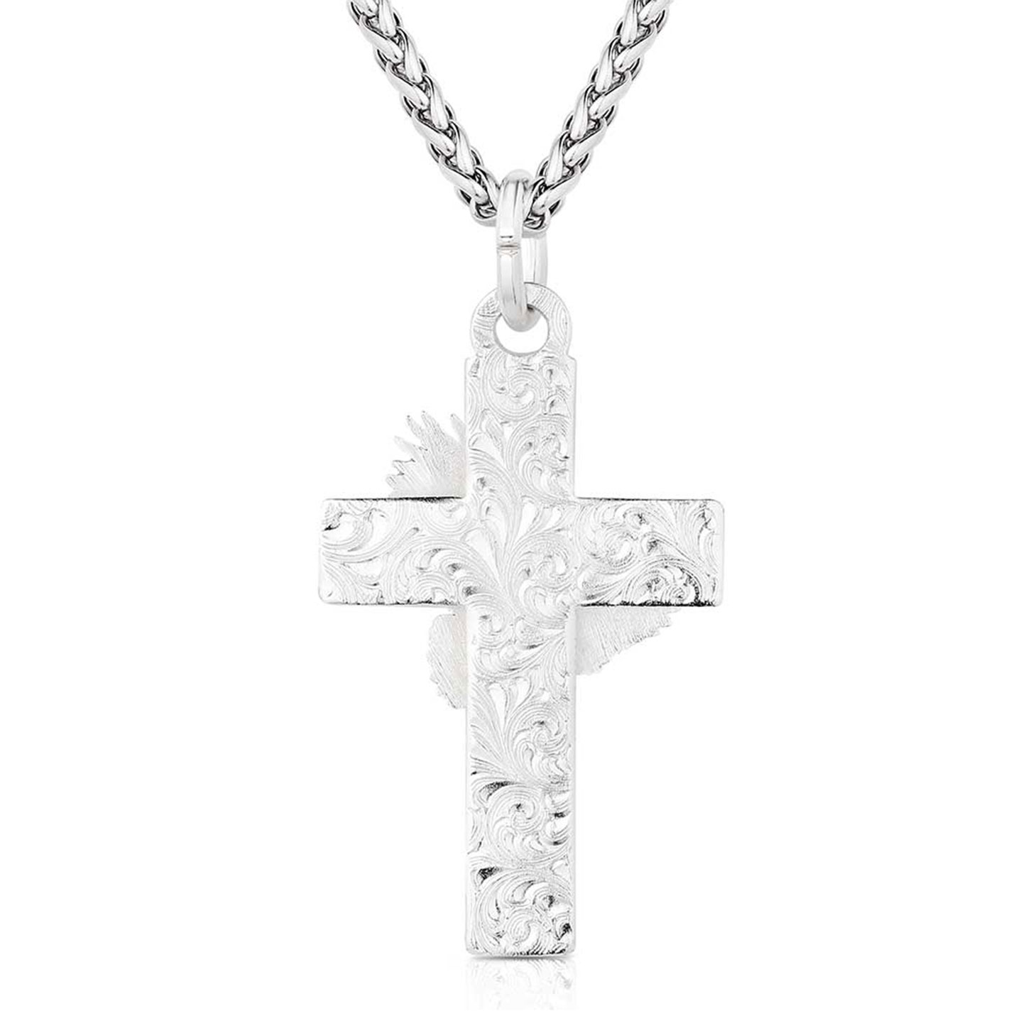 Montana Silversmiths Men's Silver Faith in Flight Cross Necklace - Image 3