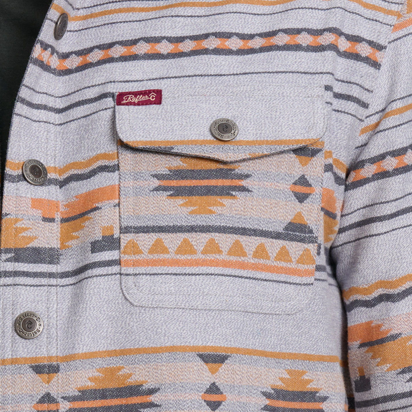 Rafter C Red Dirt Collection Men's Gray & Orange Aztec Shirt Jacket - Image 1