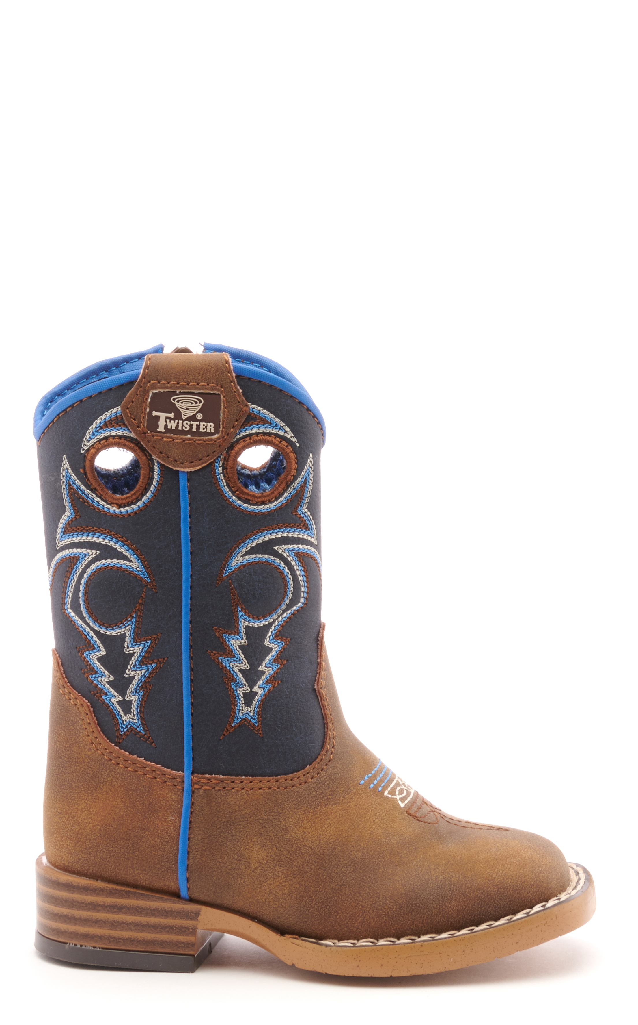 Twister Toddler Ben Baby Bucker Brown and Navy Square Toe Cowboy Boots - Image 1