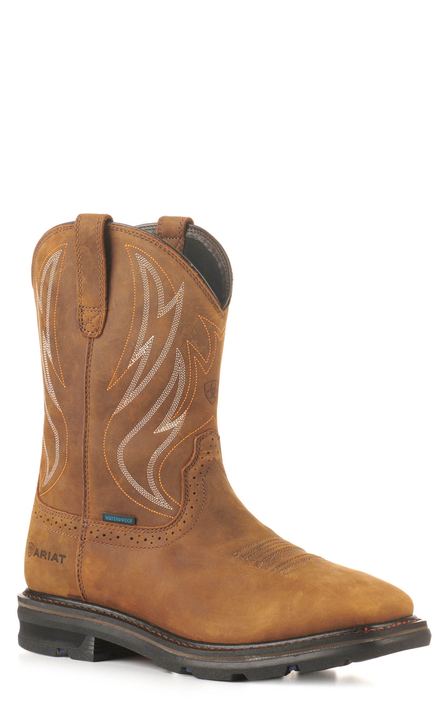 Ariat Men's Sierra Distressed Brown Shock Shield Waterproof Wide Square Toe Work Boot - Image 1