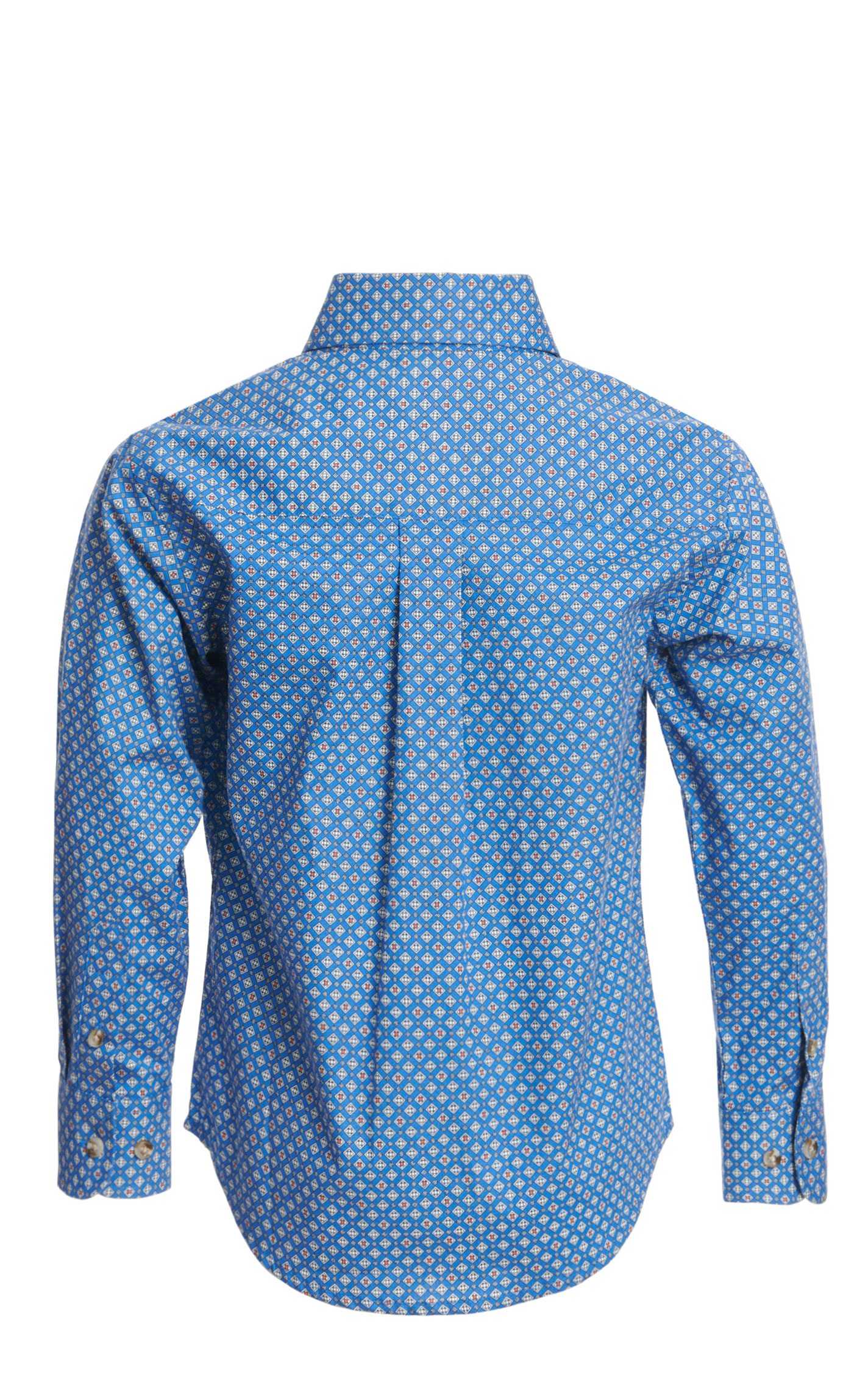 Wrangler Boy's Royal Blue Red & White Plaid Long Sleeve Western Shirt - Image 1