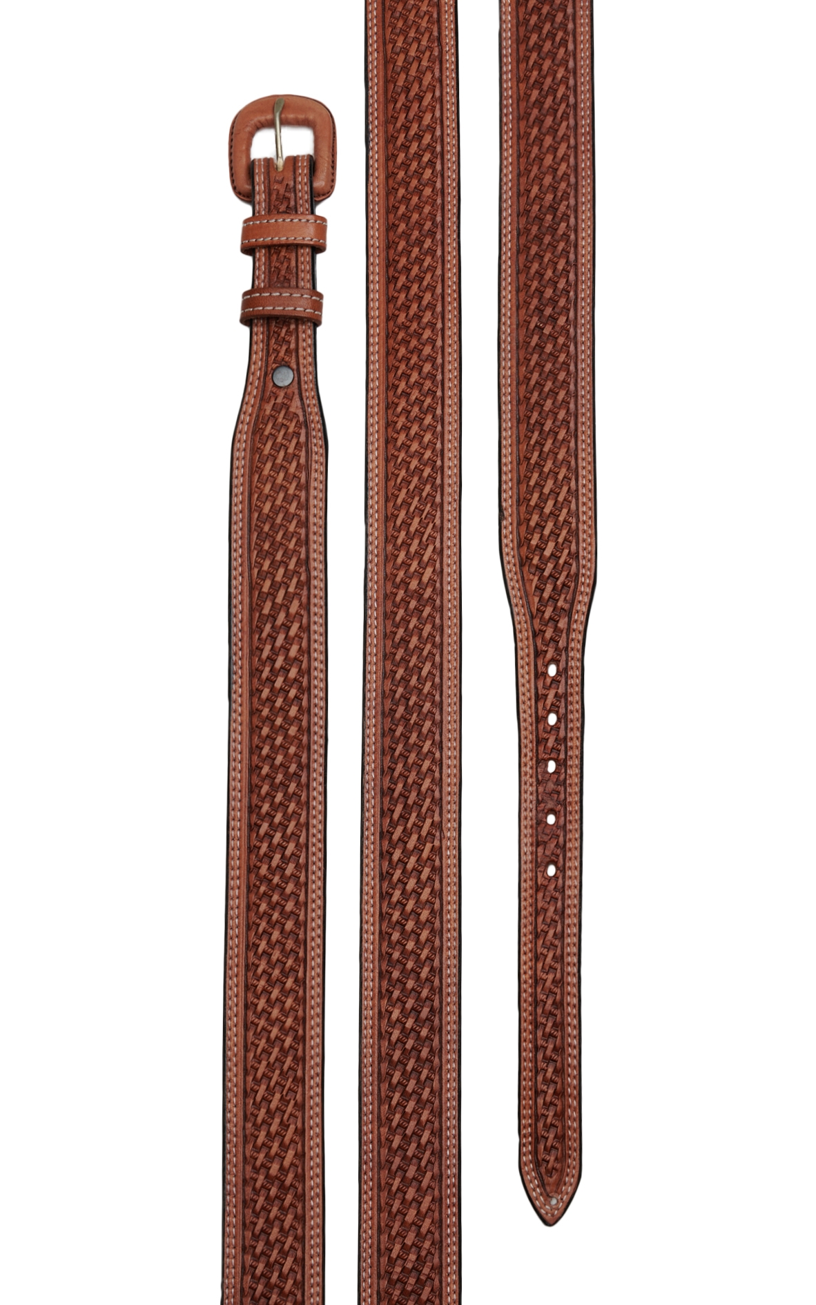 Vogt Men's Russet Brown Basket Weave Tapered Western Belt - Image 1