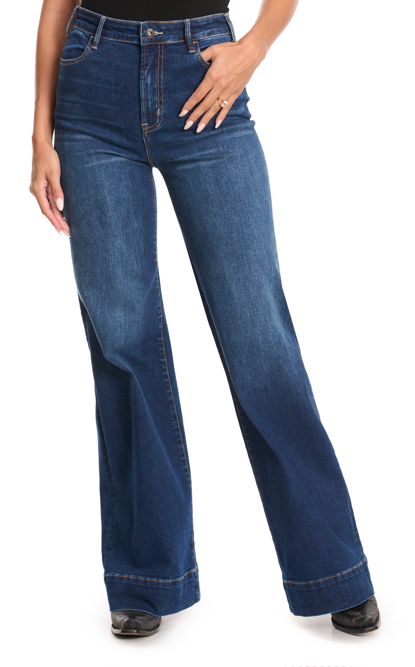 Stetson Women's Dark High Rise Wide Leg Jeans - Image 1