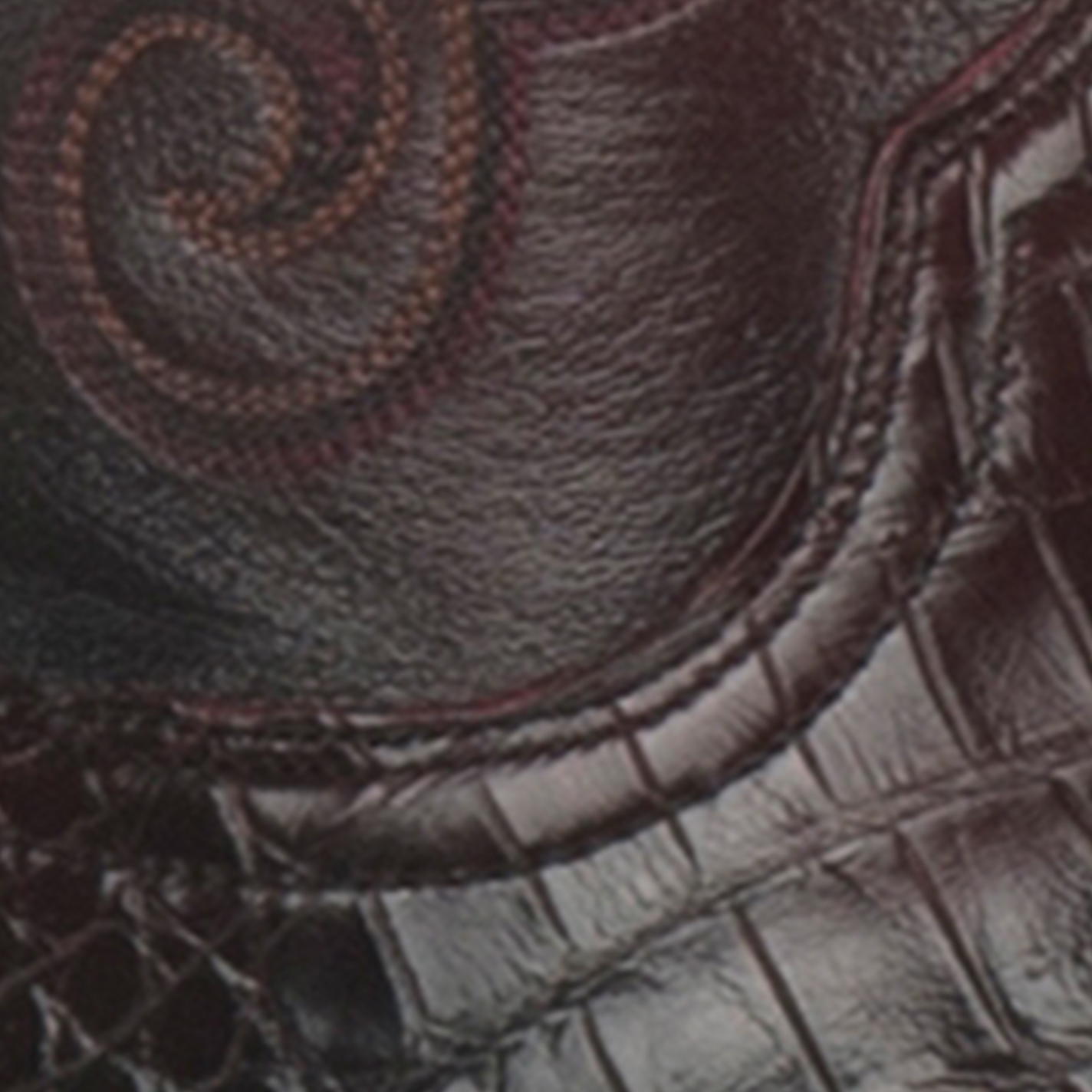 Lucchese Men's Black Cherry Caiman Belly R-Toe Exotic Western Boots - Image 1