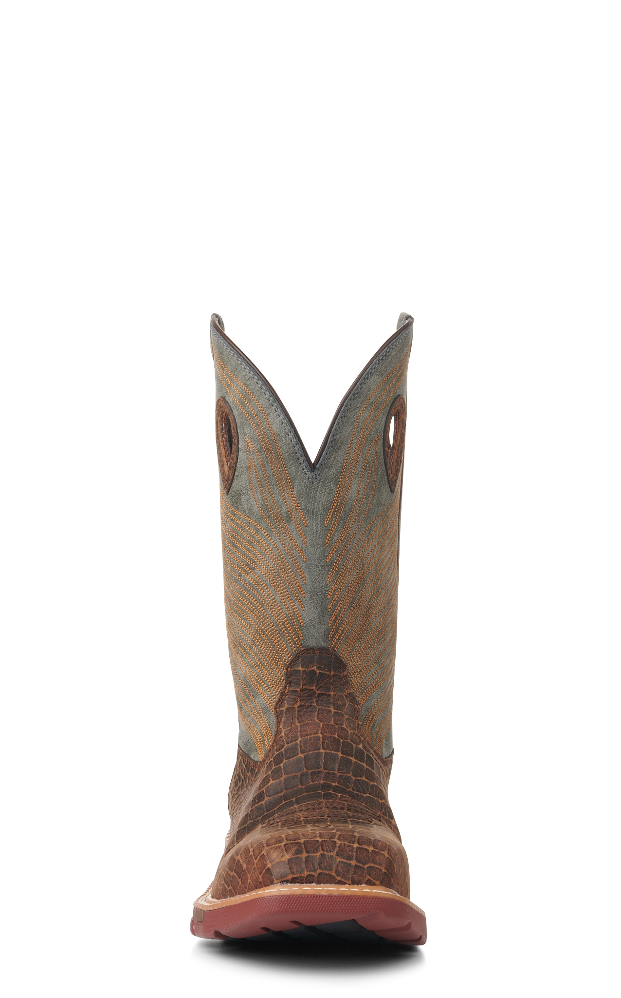Twisted X Men's Brown Caiman Print Foot and Gray CellStretch Wide Square Composite Toe Work Boots - Image 1