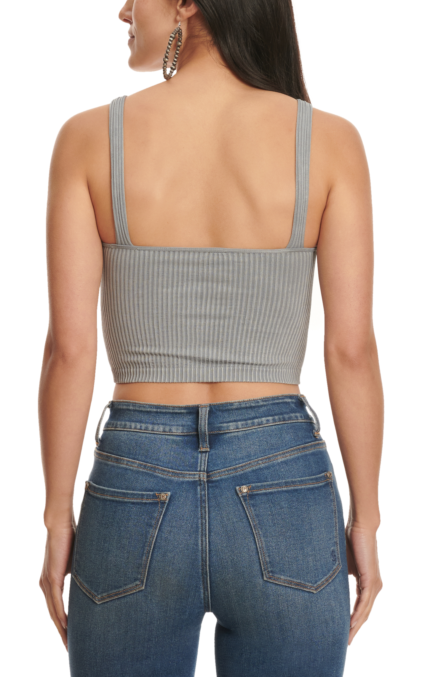 Wishlist Women's Midnight Silver Ribbed Knit Cropped Cami-Tank - Image 1