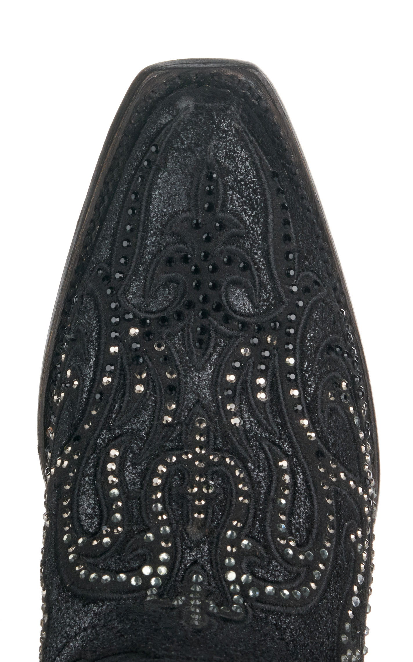 Corral Women's Black with Embroidery & Crystals Snip Toe Cowboy Boots - Image 1
