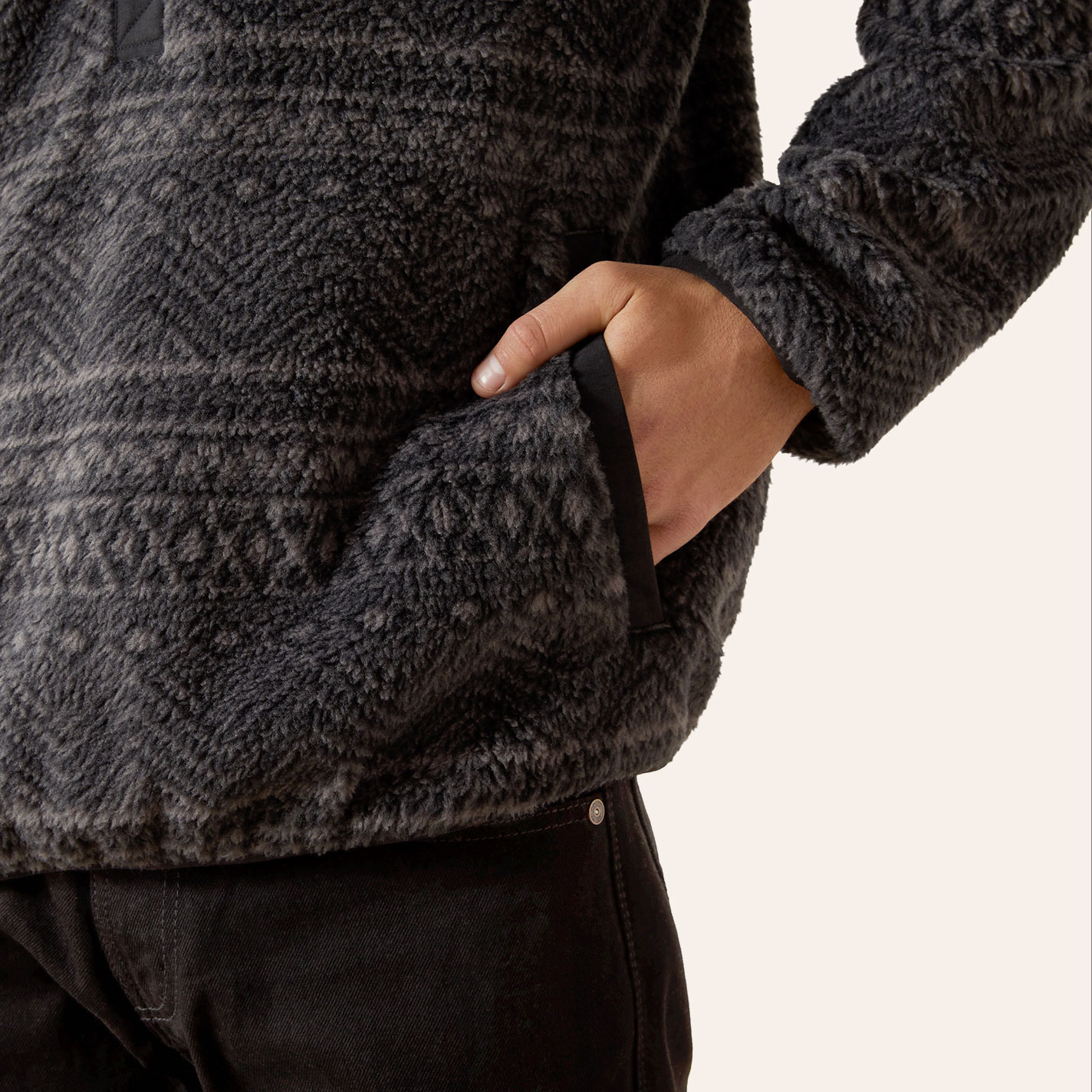 Ariat Men's Polar Bear Charcoal Gray Geo Print Pullover Sweater - Image 1