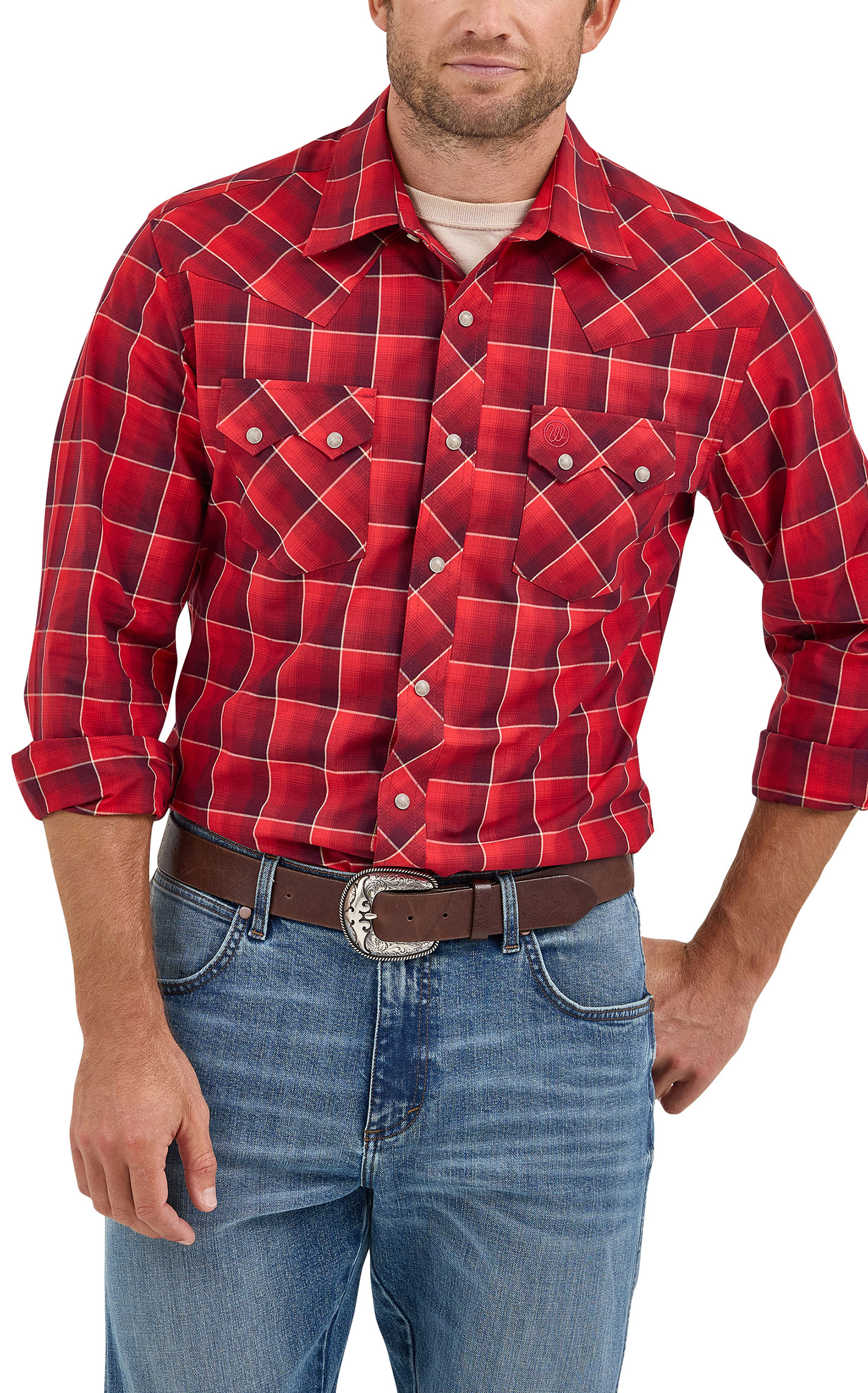 Wrangler Retro Men's Red Plaid Western Shirt - Image 1