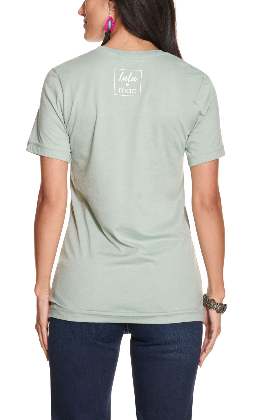 LuLu Mac Women's Light Green with Leopard Skull & Floral Graphic Front Short Sleeve T-Shirt - Image 1