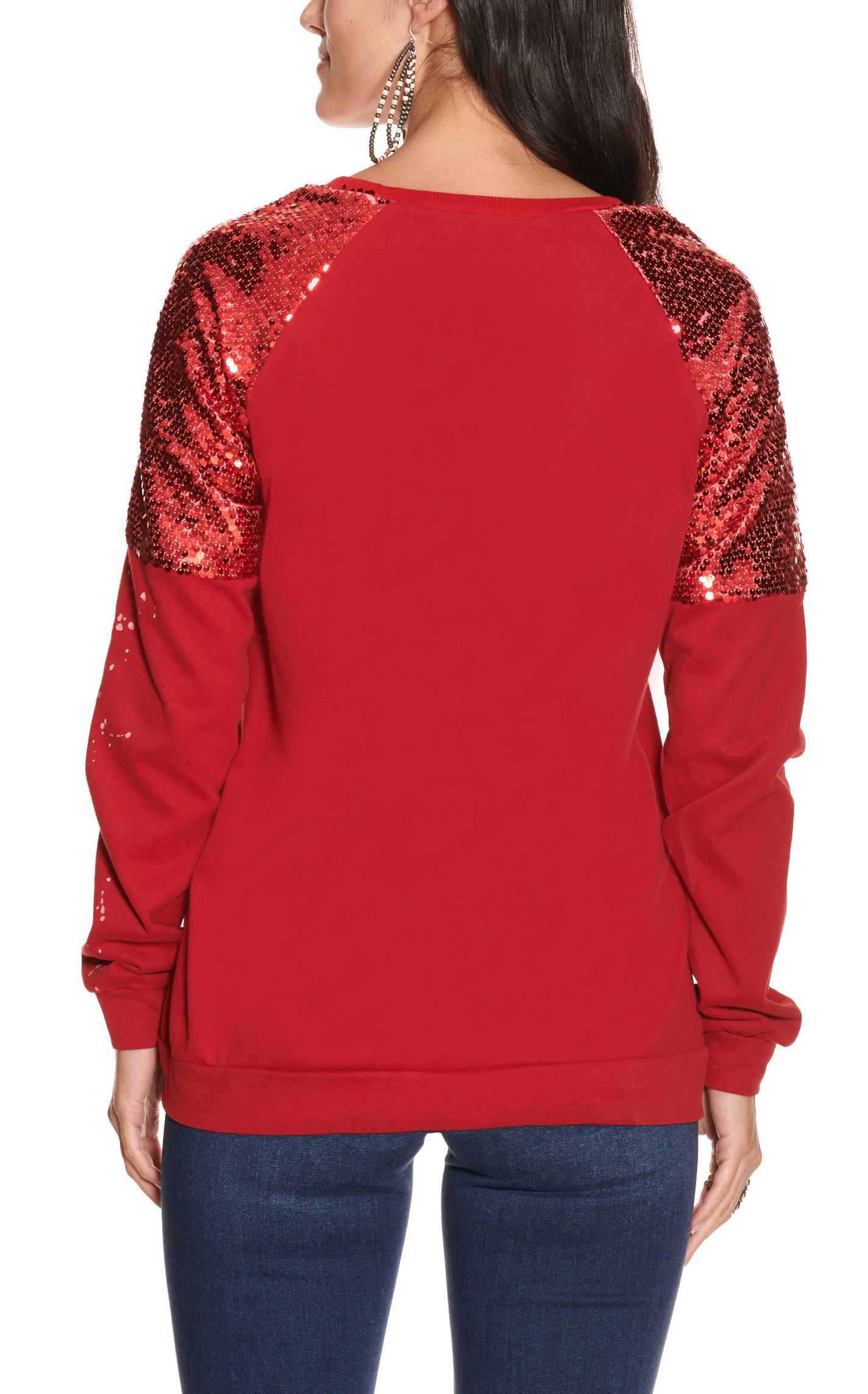 Daisy Rae by Southern Grace Women's Red Merry with Sequin Long Sleeves Top - Image 1