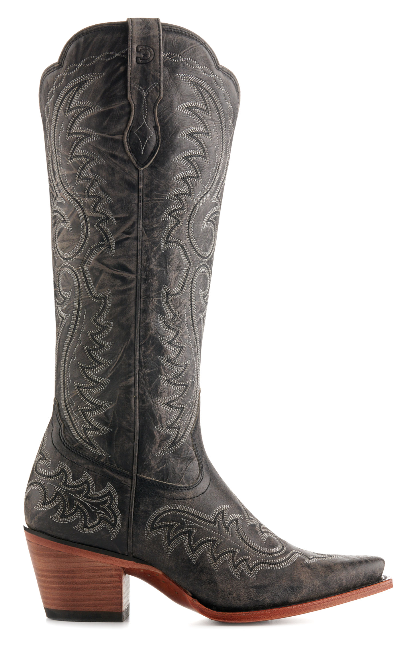 Durango Women's Crush Distressed Graphite Snip Toe Tall Cowboy Boots - Image 1