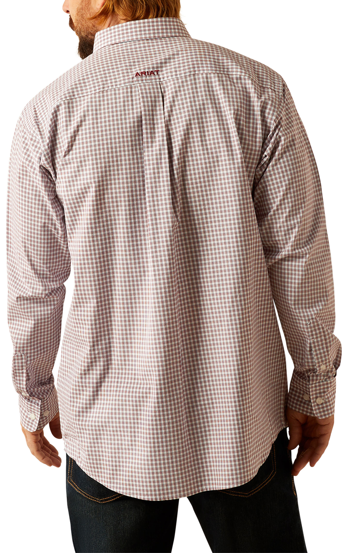 Ariat Pro Series Men's Glen Brick & White Plaid Western Shirt - Image 1