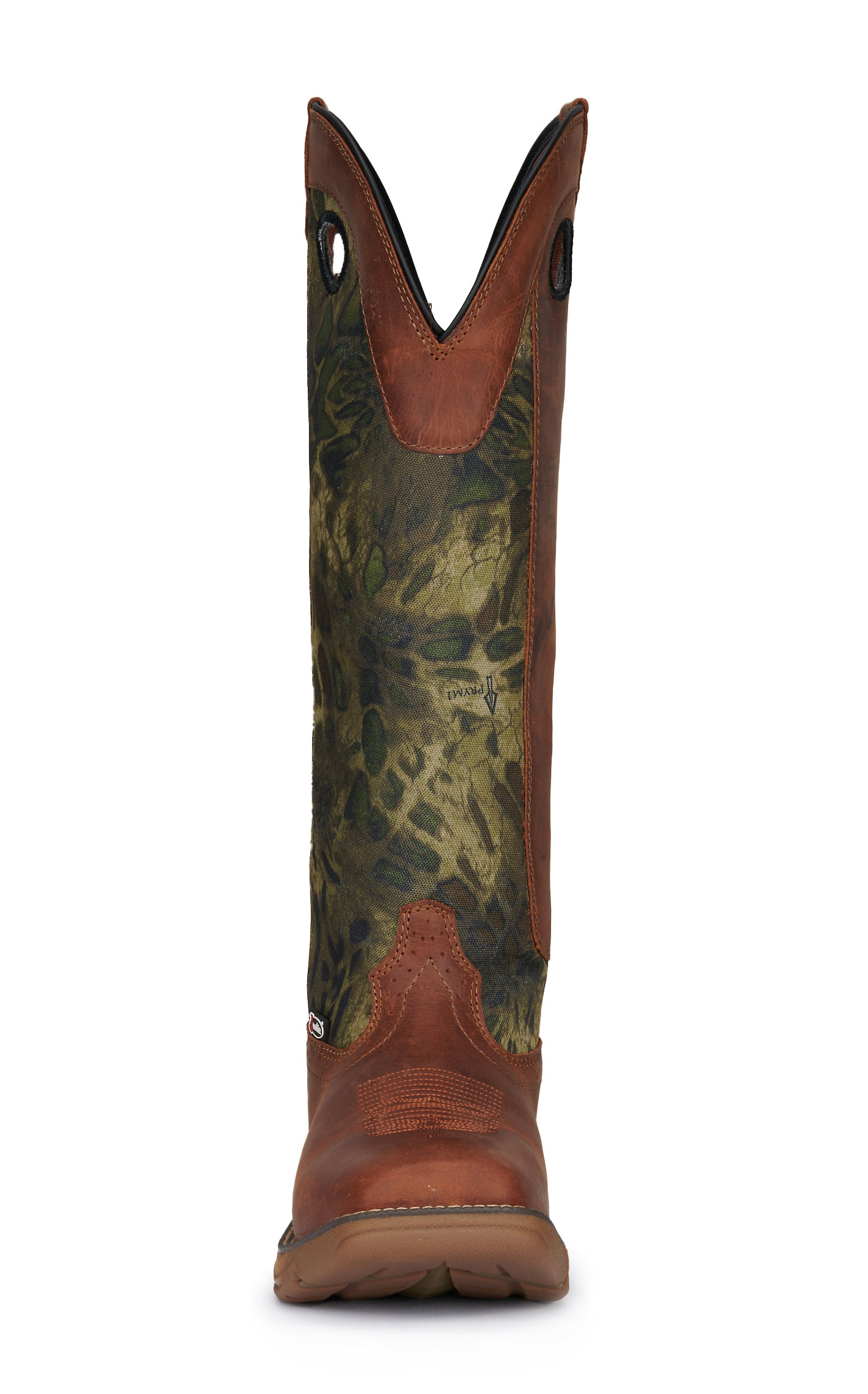 Justin Men's Strike Russet Brown and Camo EH Wide Square Toe Snake Boots - Image 1