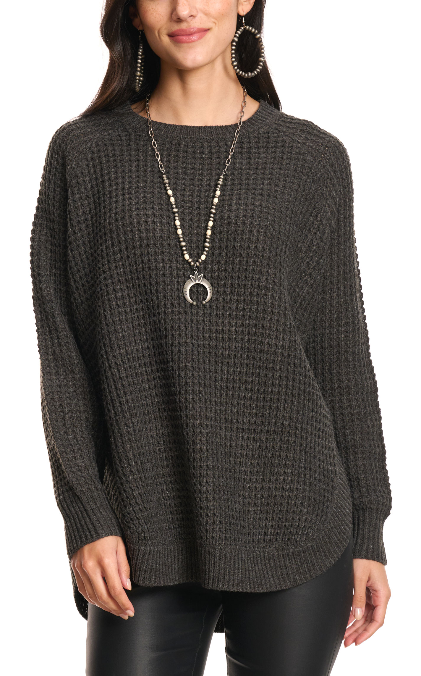 Color FX Women's Charcoal Round Bottom Sweater - Image 1