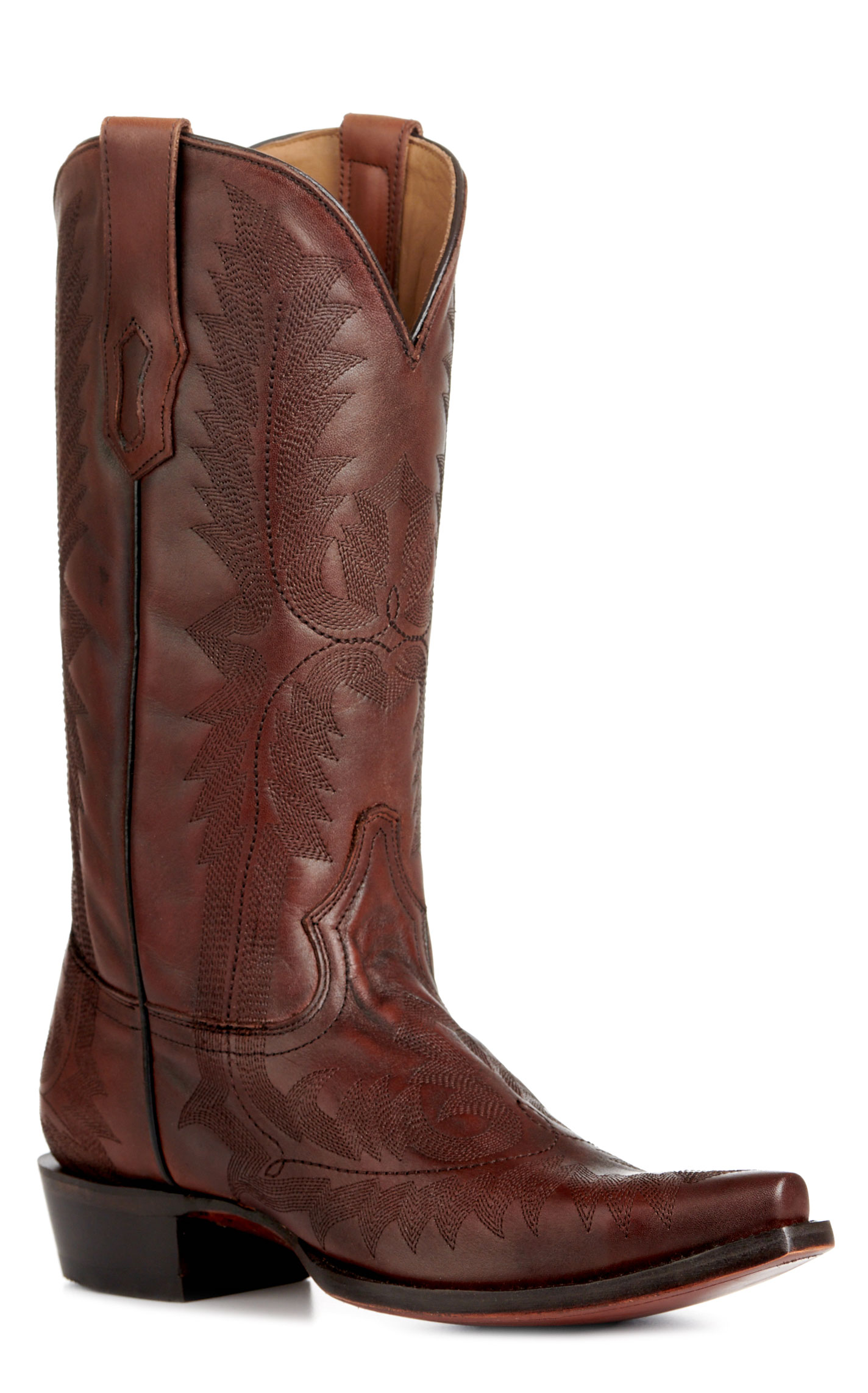 Corral Men's Brown Fancy Stitch Snip Toe Cowboy Boots - Image 1