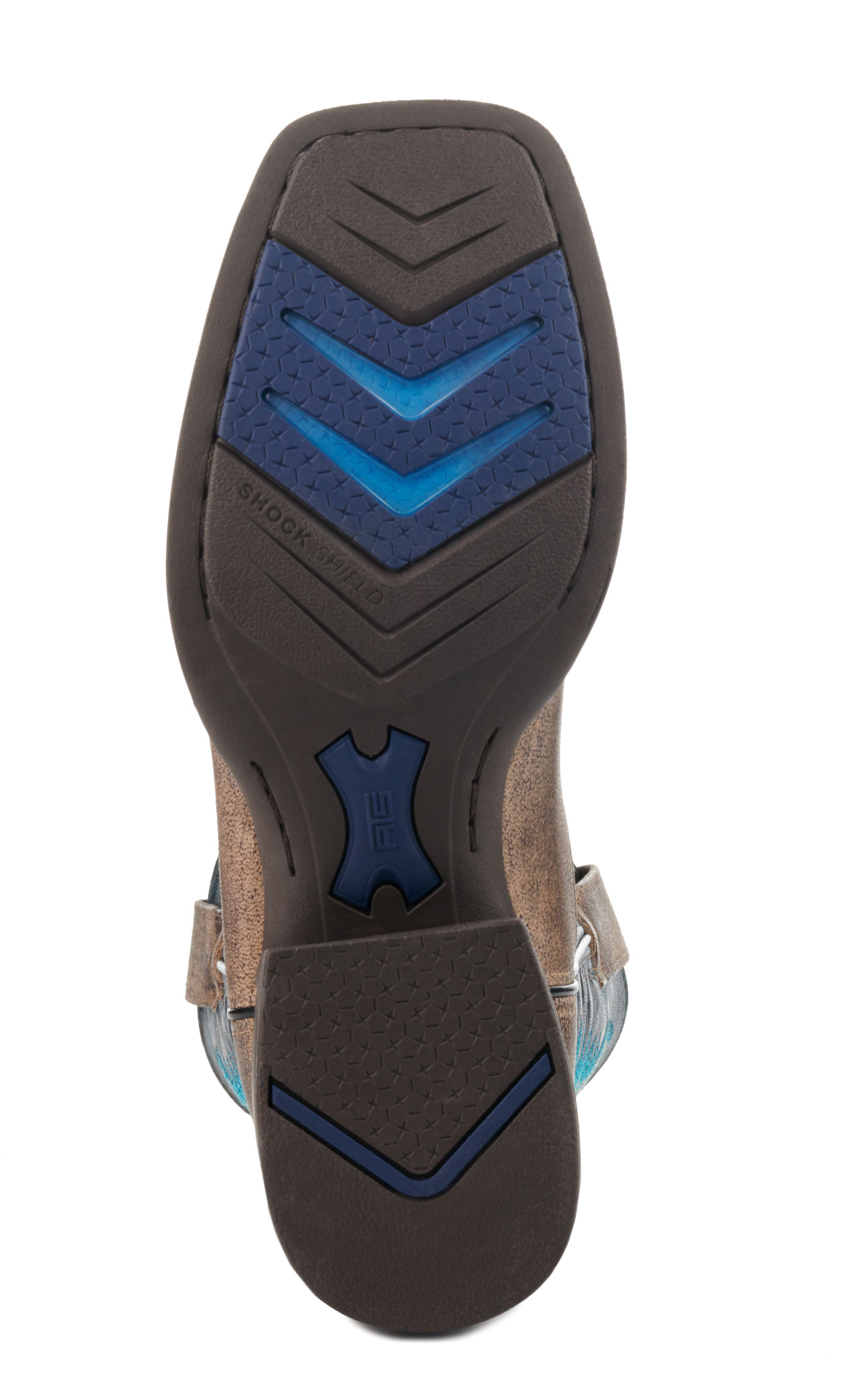 Ariat Men's Brush Creek Stone and Navy Wide Square Toe Shock Shield Cowboy Boots - Image 1