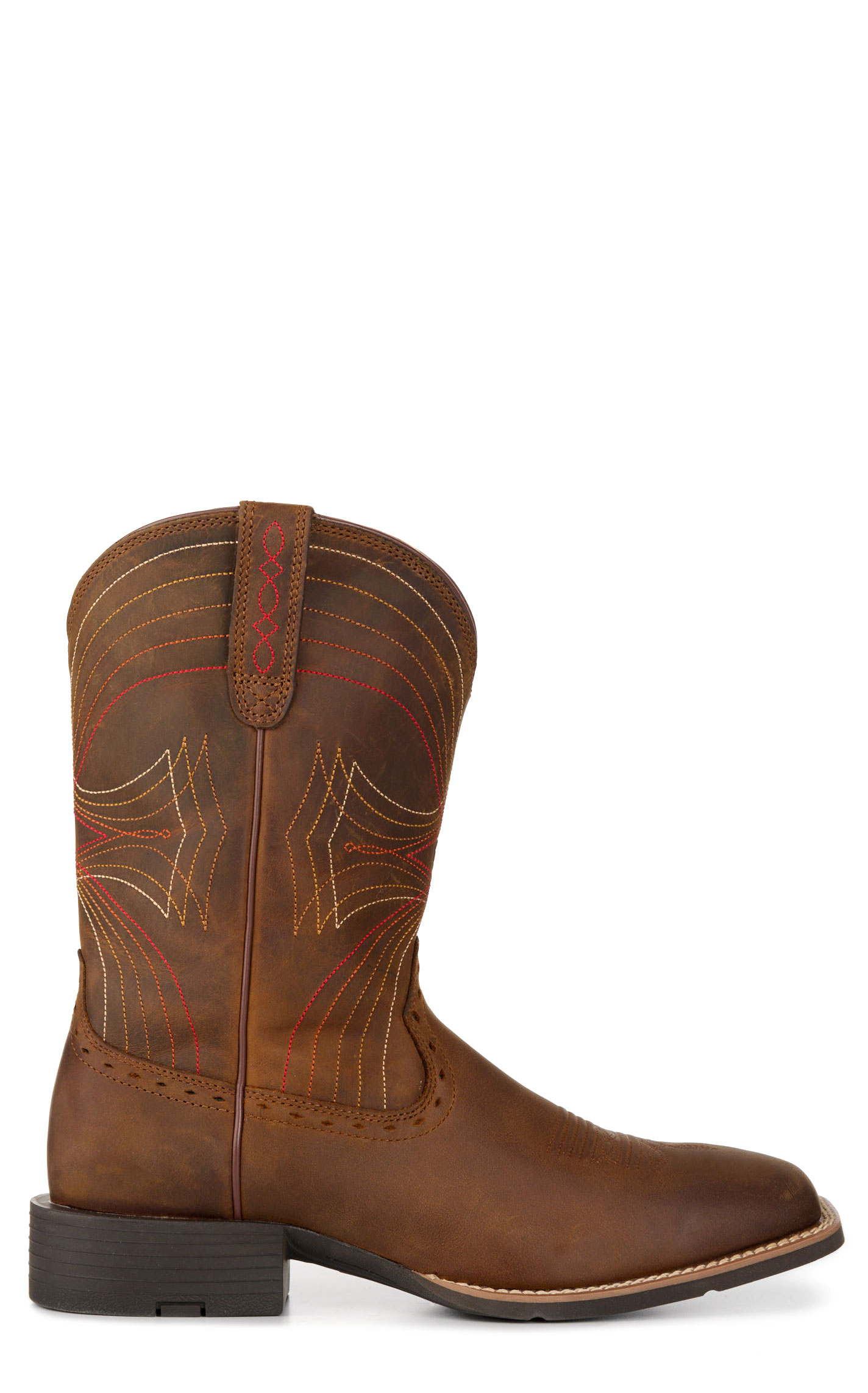 Ariat Men's Sport Distressed Brown Wide Square Toe Cowboy Boots - Image 1