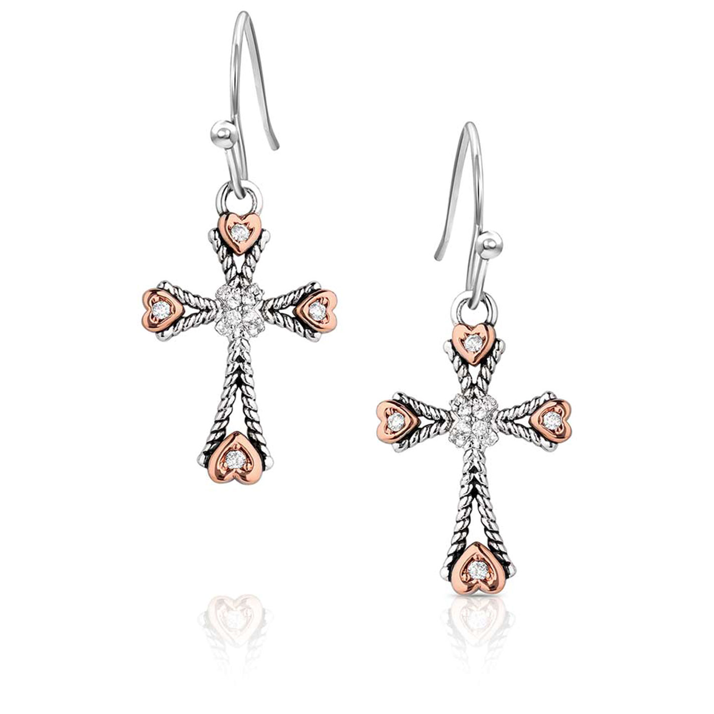Montana Silversmiths Silver & Copper Cross Earrings - Image 2