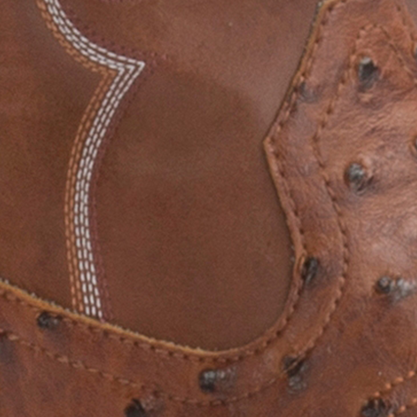 Roper Men's Faux Leather Tan Ostrich Wide Square Toe Cowboy Boots - Image 1