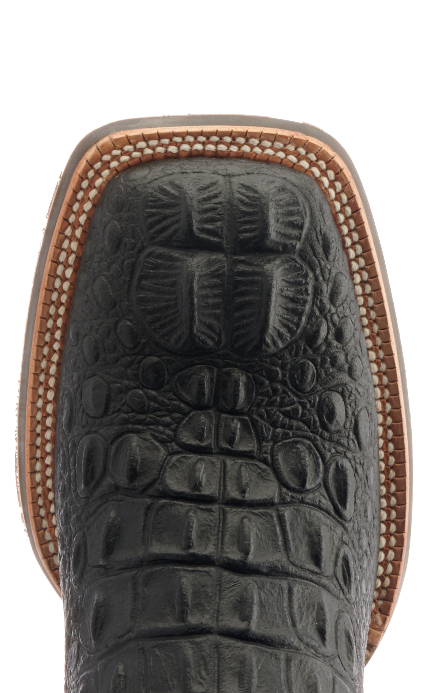 Cavender's Men's Intrepid Black Hornback Alligator Print and Gray Wide Square Toe Cowboy Boot - Image 1