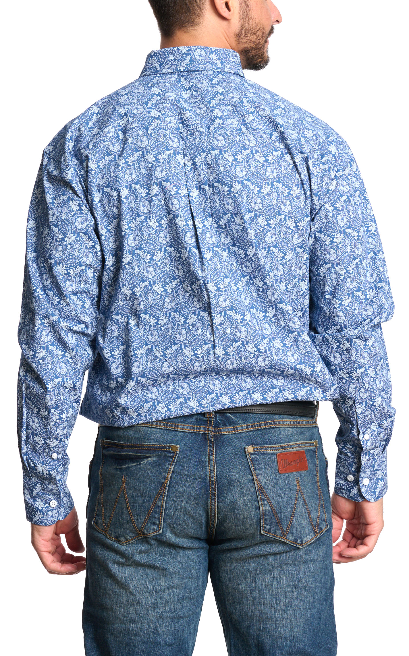 Wrangler Men's George Strait Collection Navy Paisley Print Western Shirt - Big & Tall  - Image 1