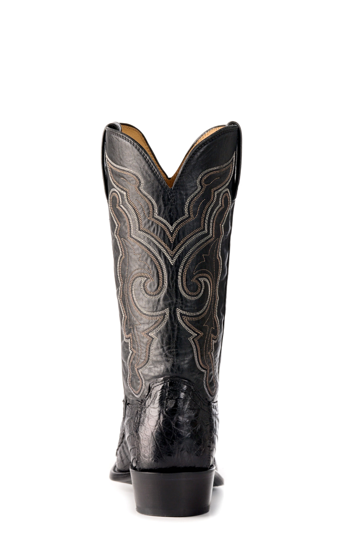 Lucchese Men's Black Franklin Hornback Caiman Leather Narrow Square Toe Boots - Image 1
