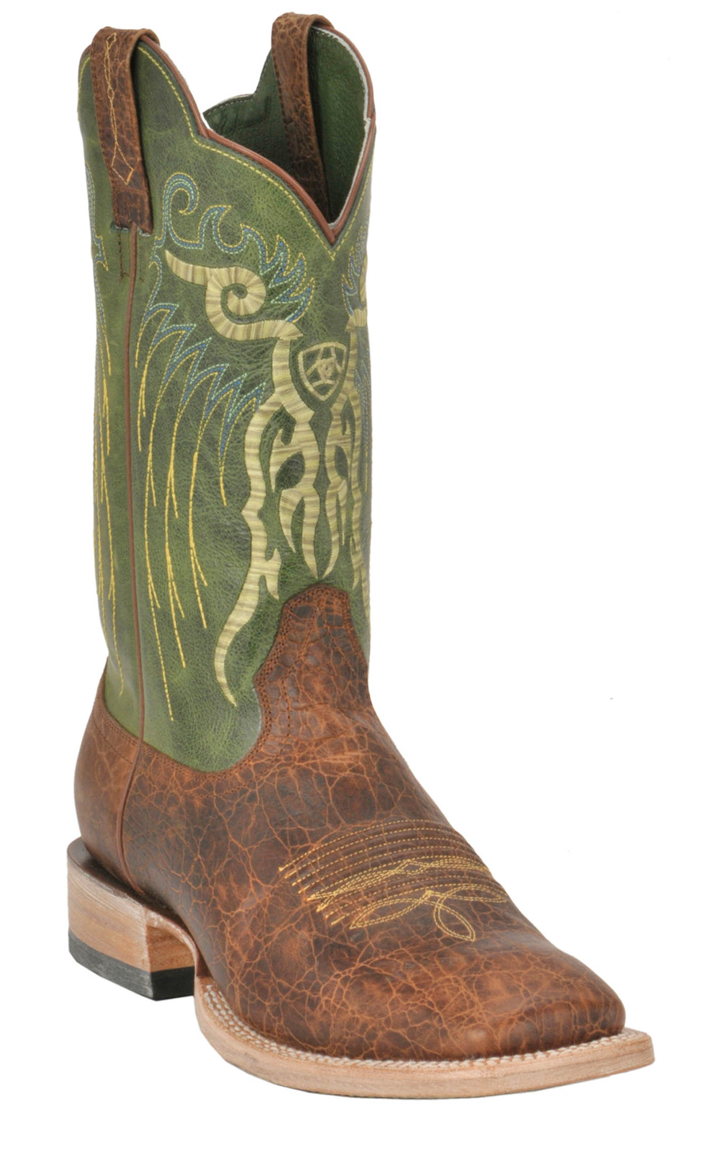 Ariat Men's Mesteno Adobe Clay and Neon Green Wide Square Toe Cowboy Boots - Image 1