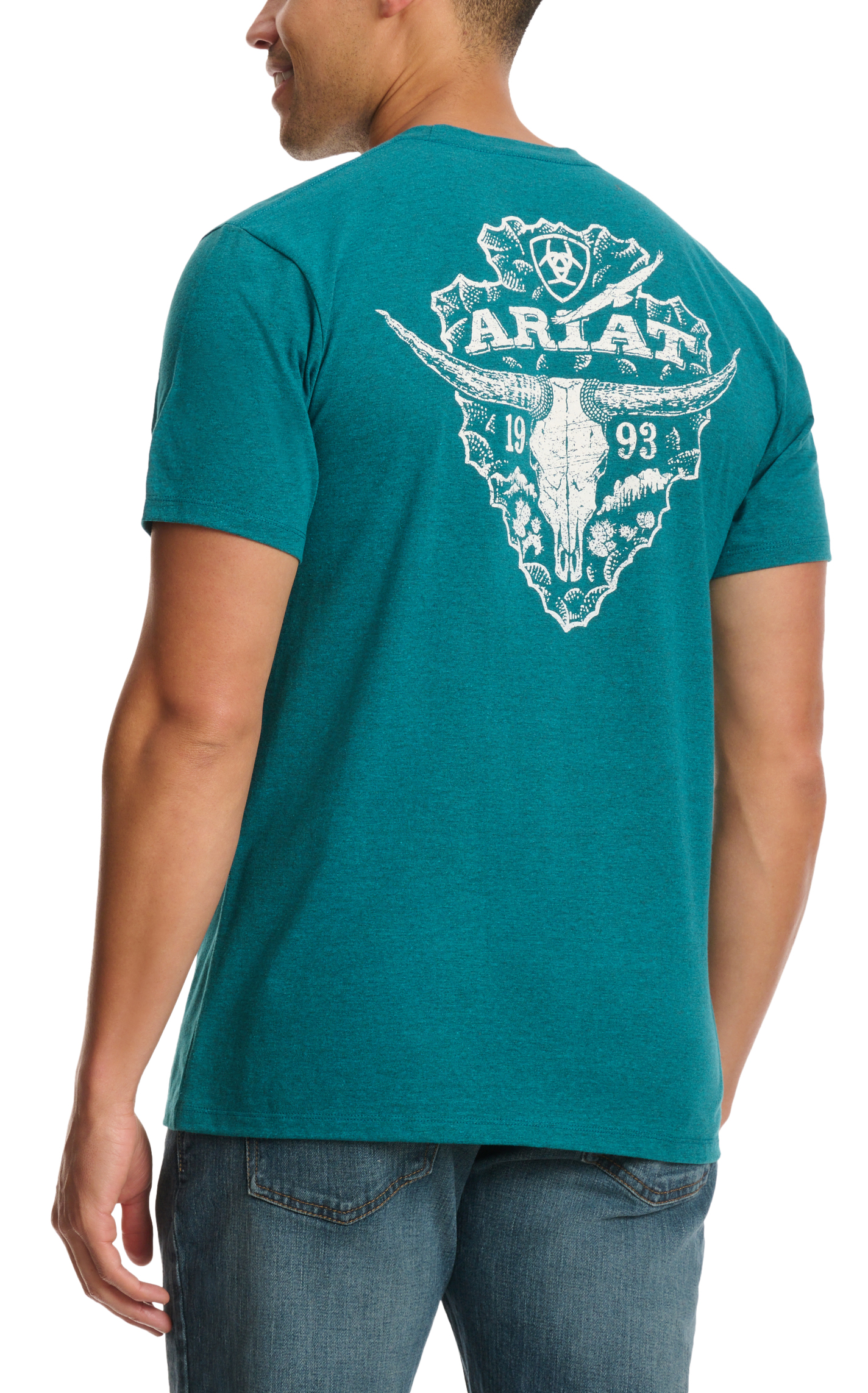 Ariat Men's Teal & Arrowhead Shield Logo Graphic T-Shirt - Image 1
