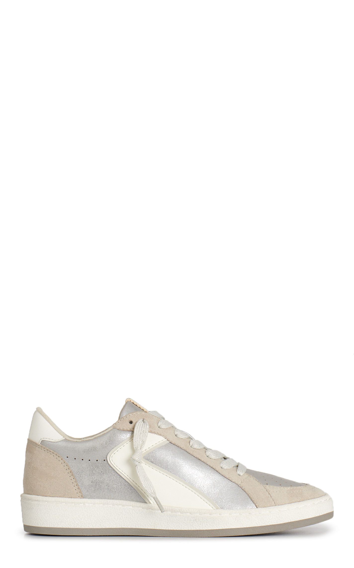Shushop Women’s Salma Beige & Metallic Silver Almond Toe Casual Shoes - Image 1