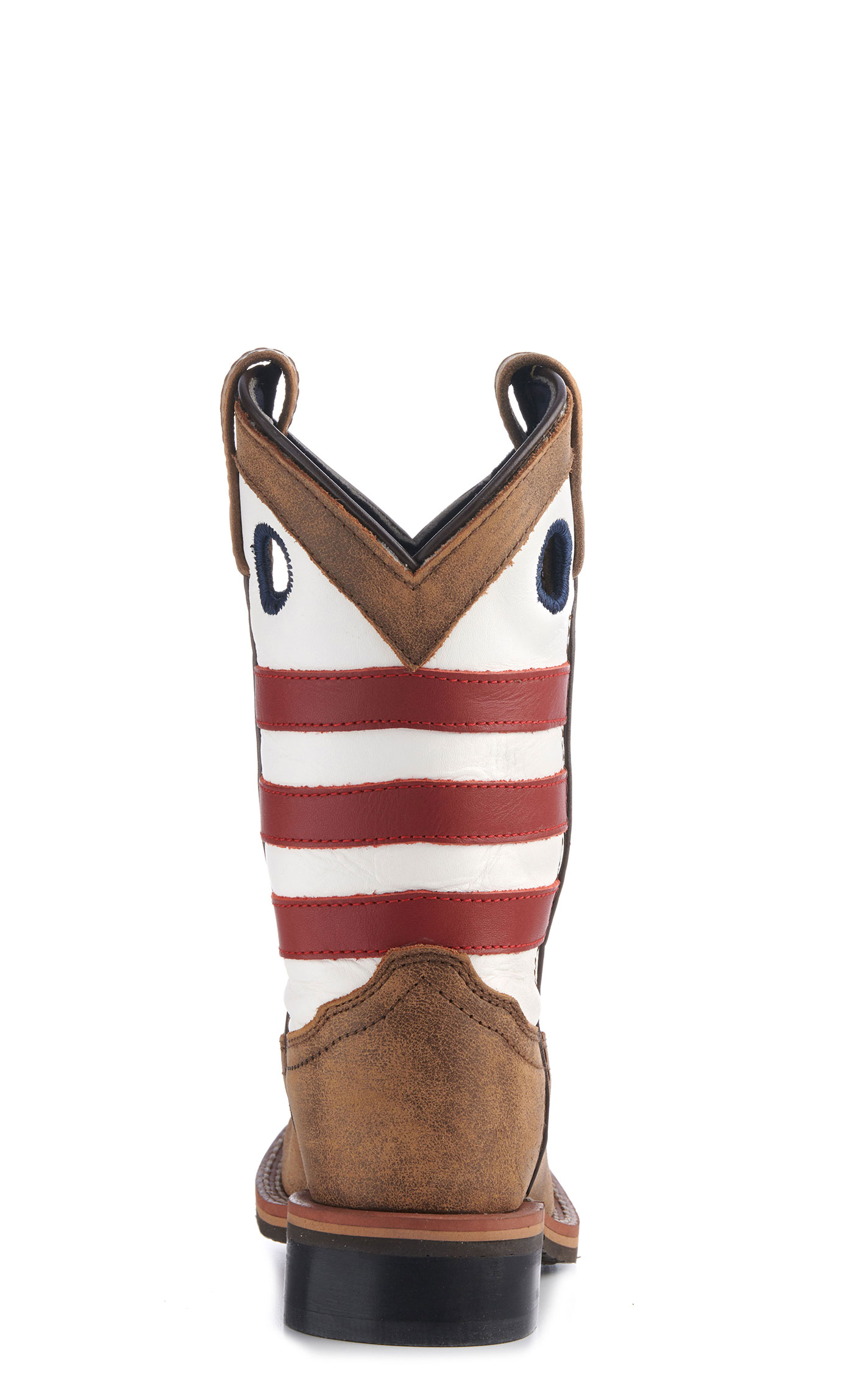Smoky Mountain Youth Distressed Brown and USA Flag Square Toe Cowboy Boots - Image 1