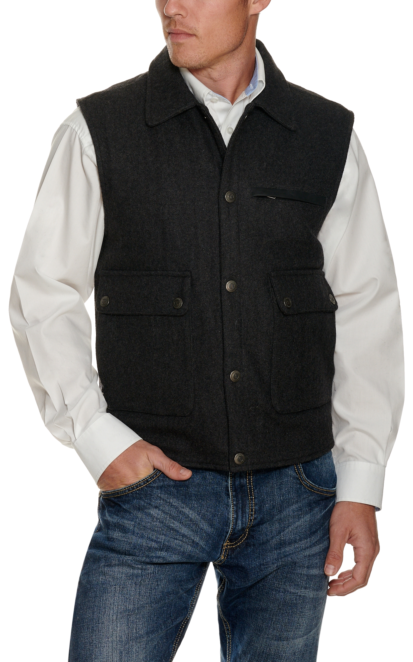 Cavender's Men's Black Wool Rancher Vest - Image 1