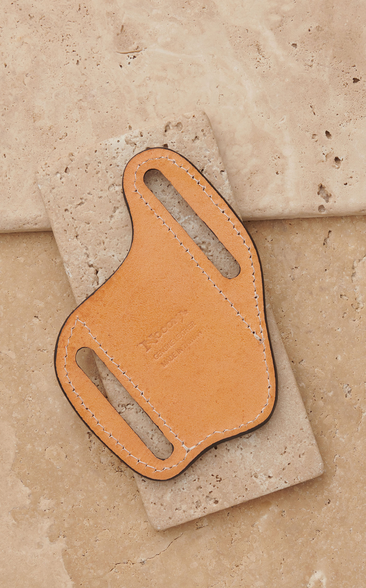 Nocona Tan Leather with Floral Tooling and Blue Inlay Knife Sheath - Image 1