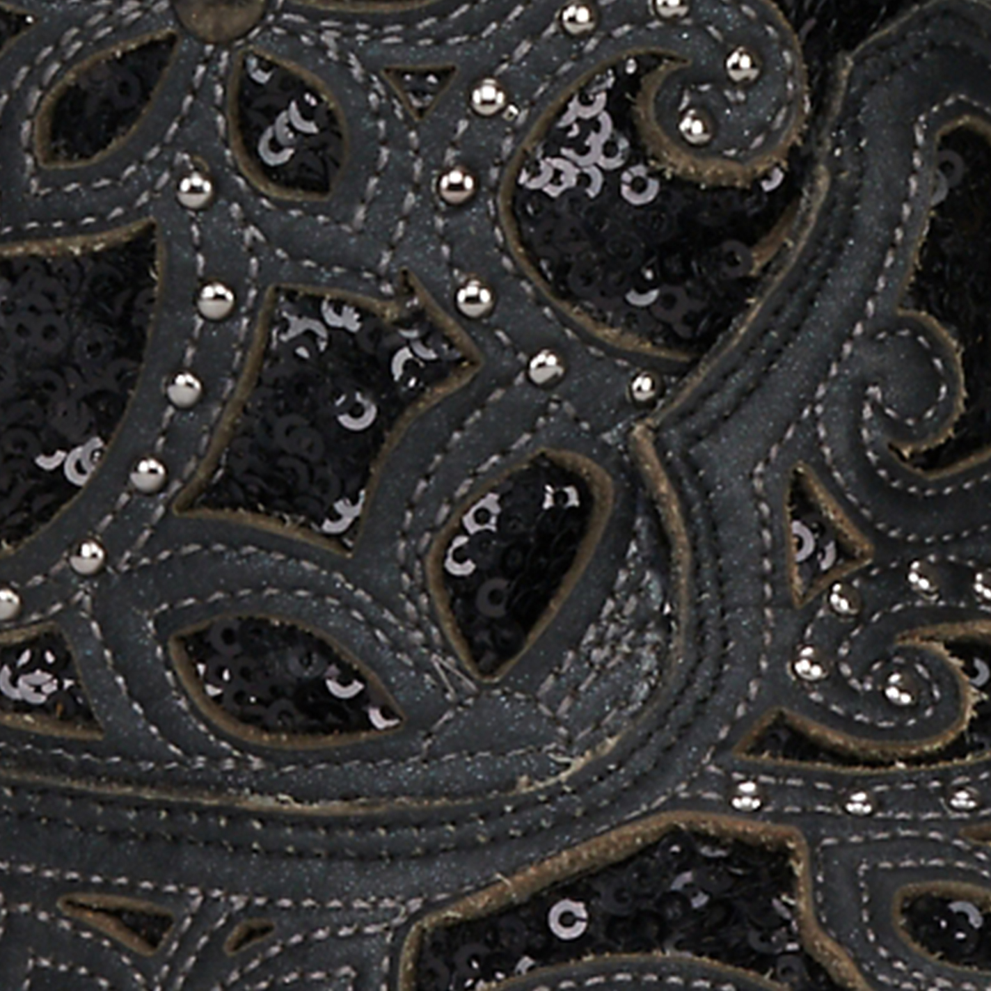 Corral Women's Black with Black Glitter Inlay and Studs Square Toe Cowboy Boot - Image 1