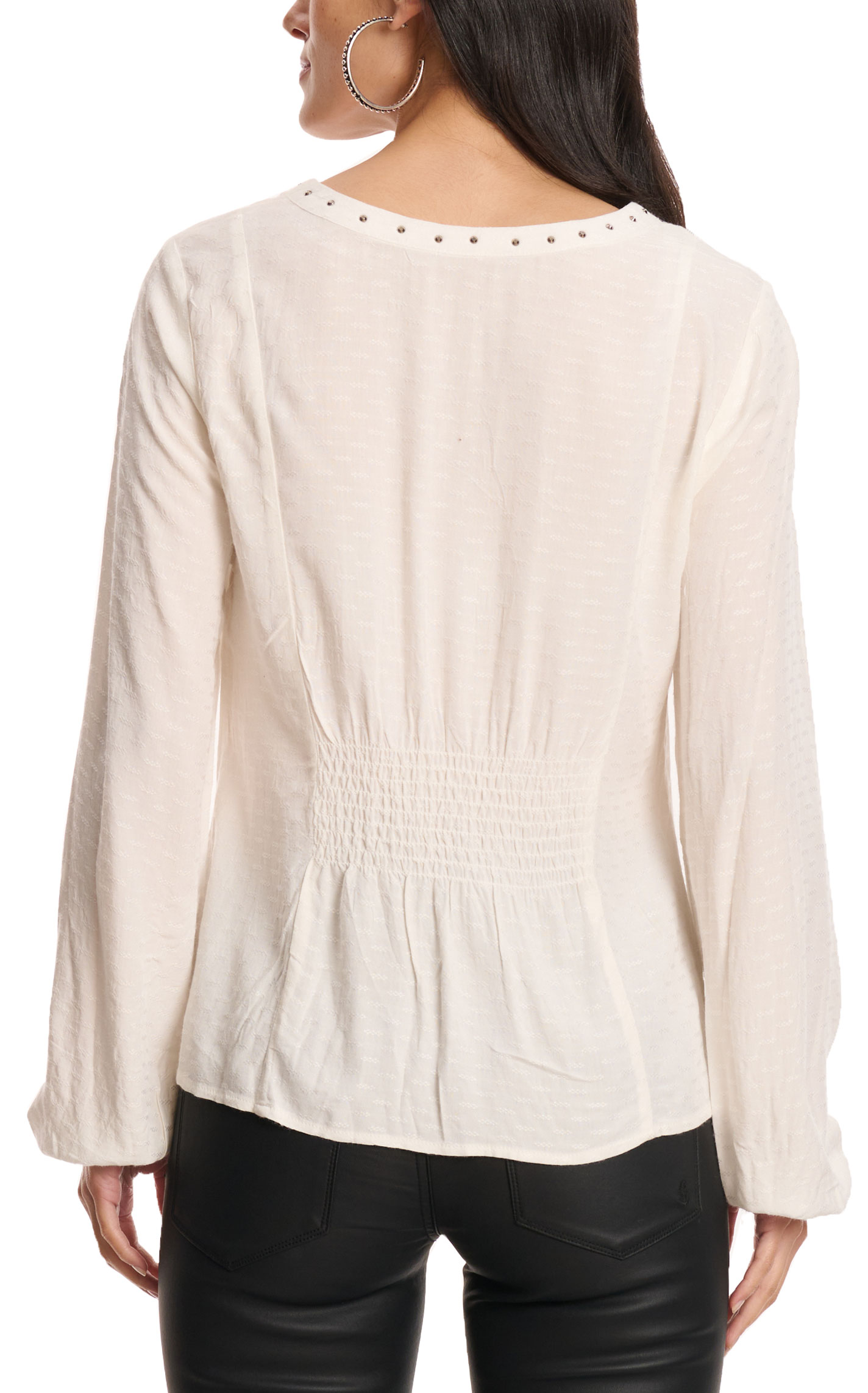 Rockin C Women's White Silver Studded Top - Image 1